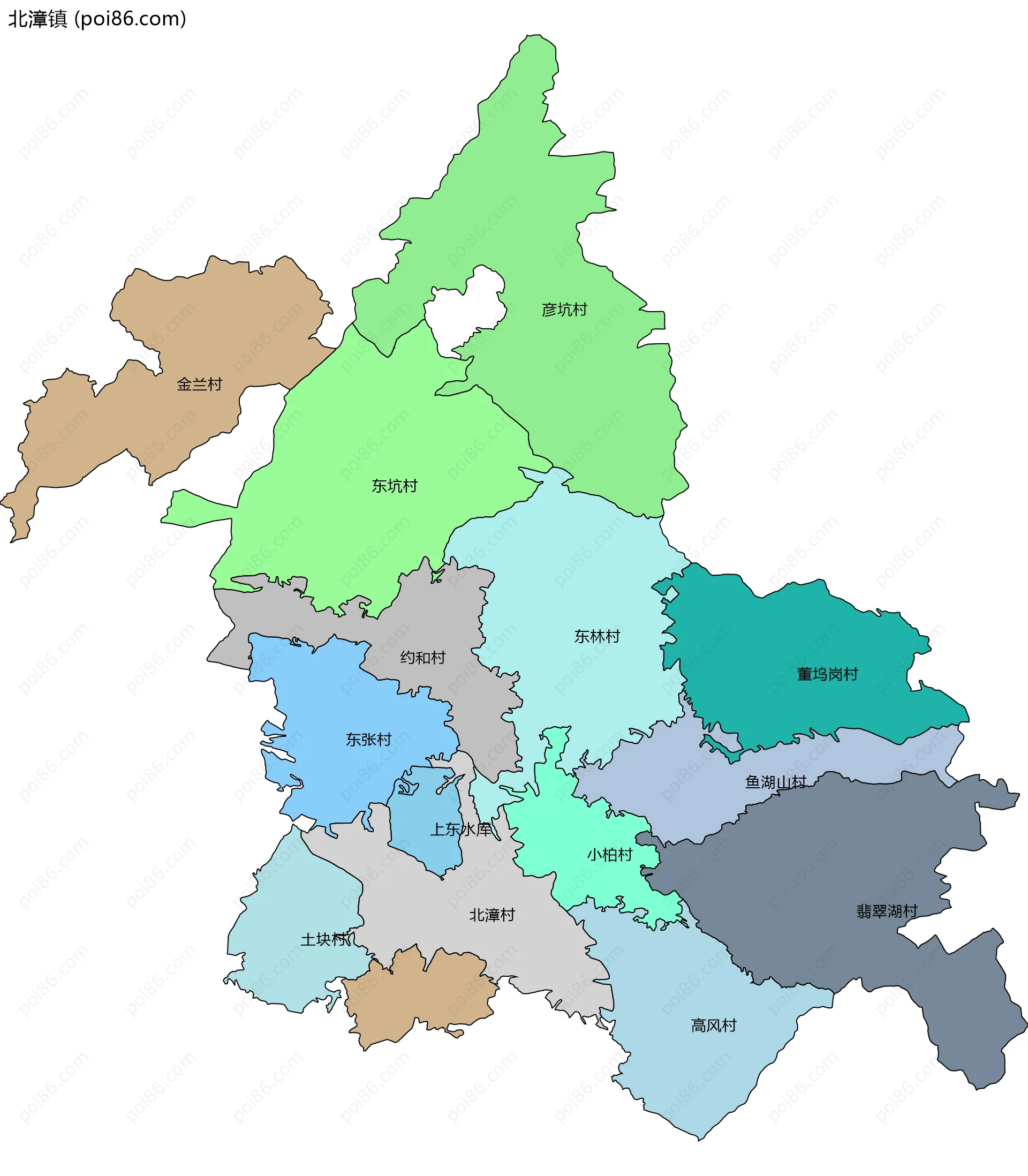 北漳镇边界地图(五级行政区划)