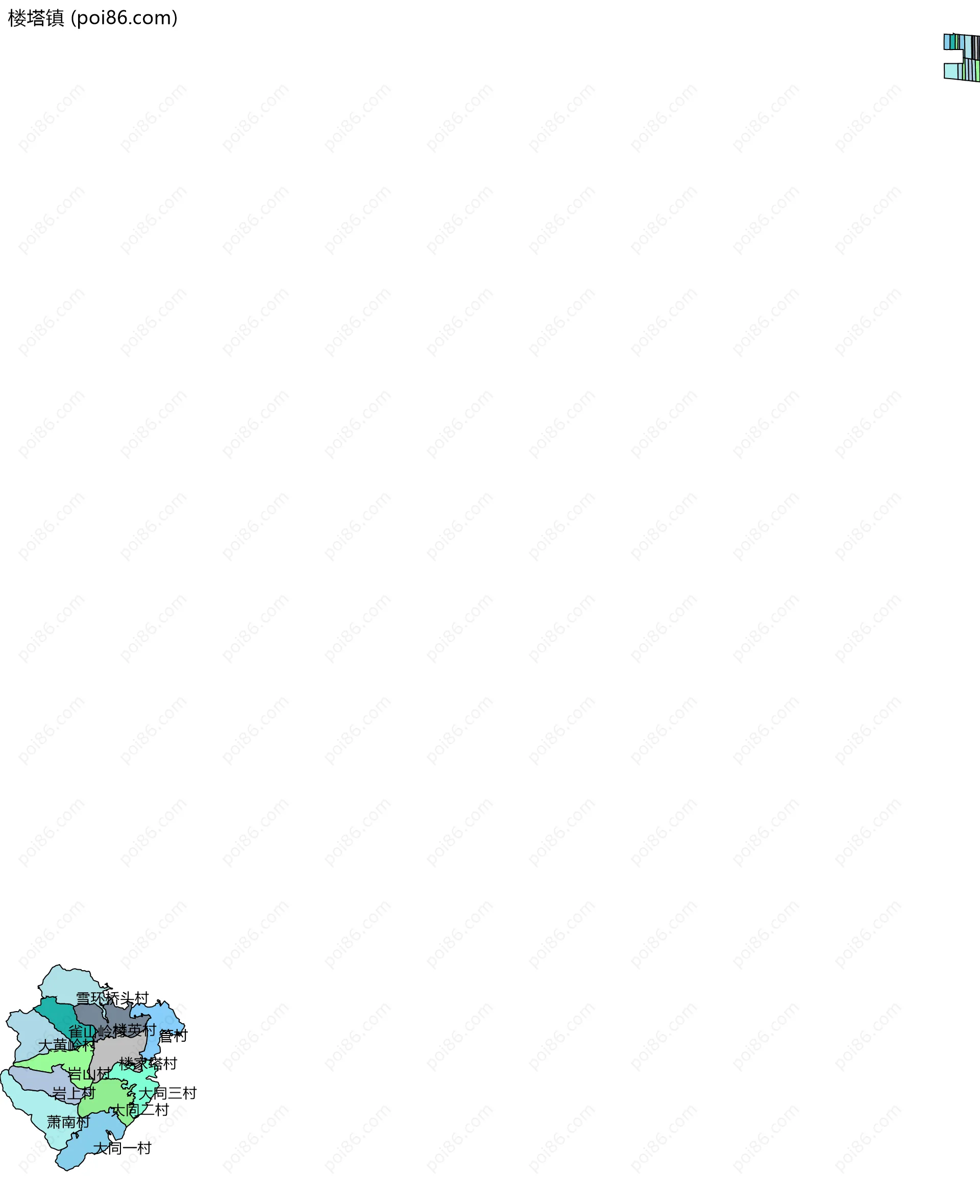 楼塔镇边界地图(五级行政区划)