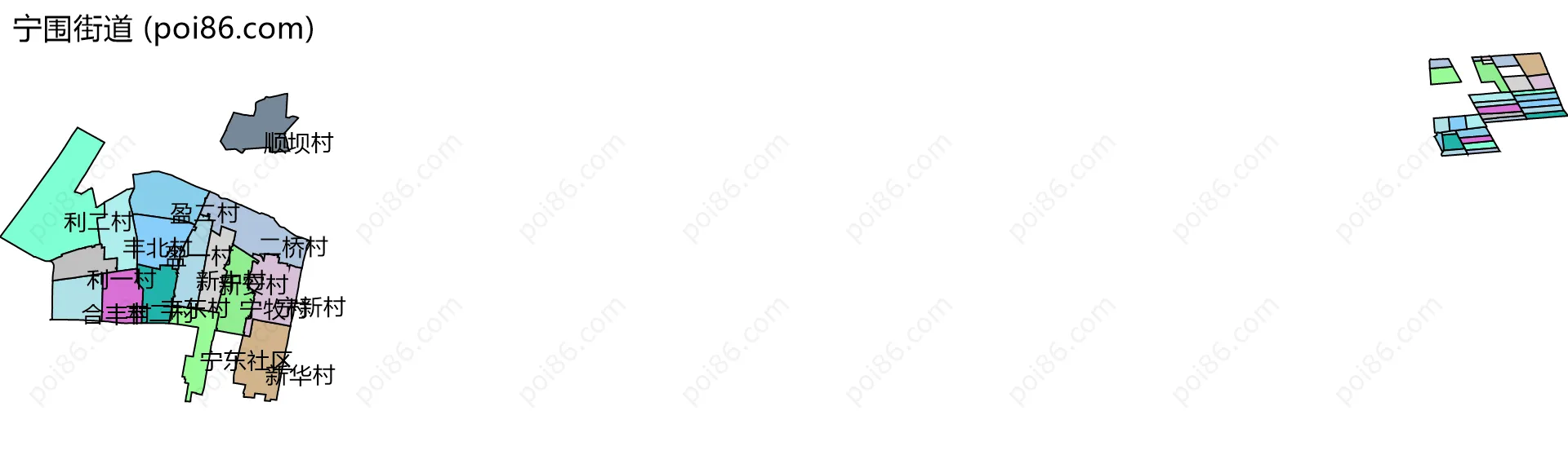 宁围街道边界地图(五级行政区划)