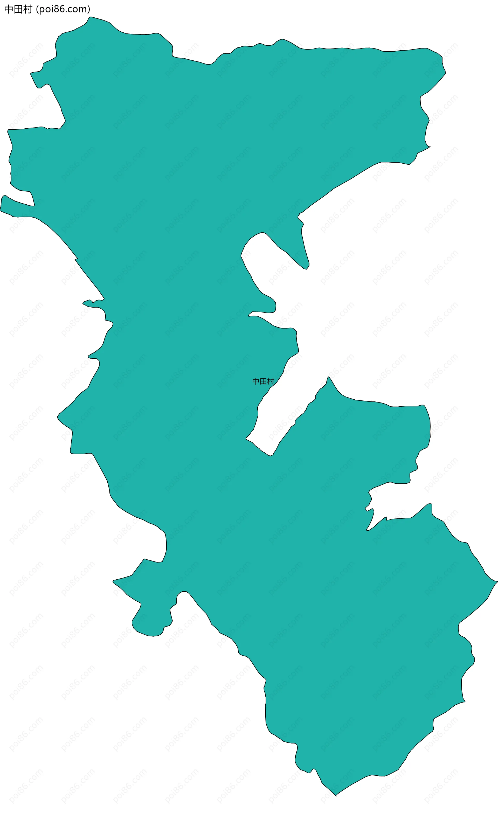 中田村边界地图