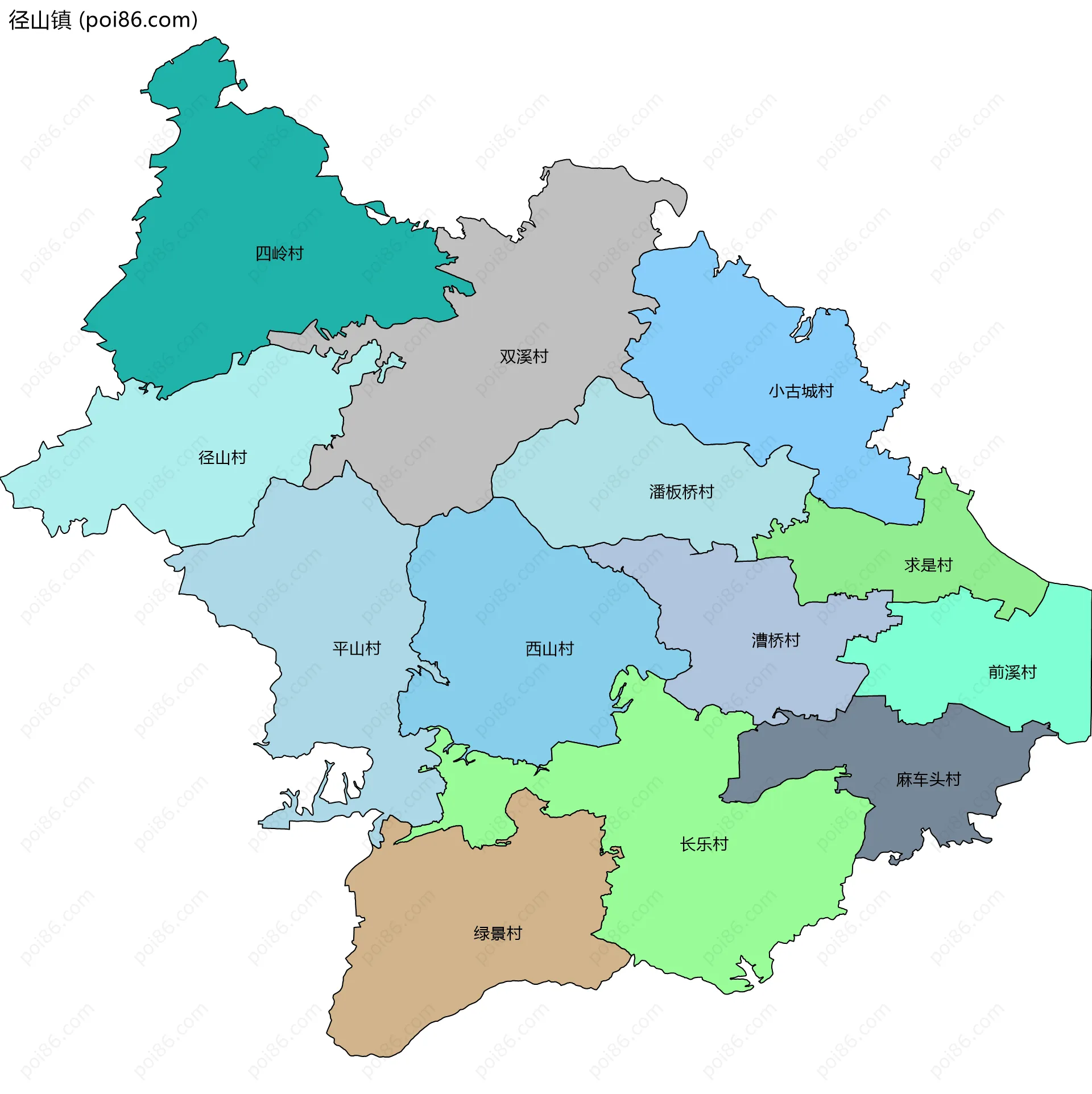 径山镇边界地图(五级行政区划)