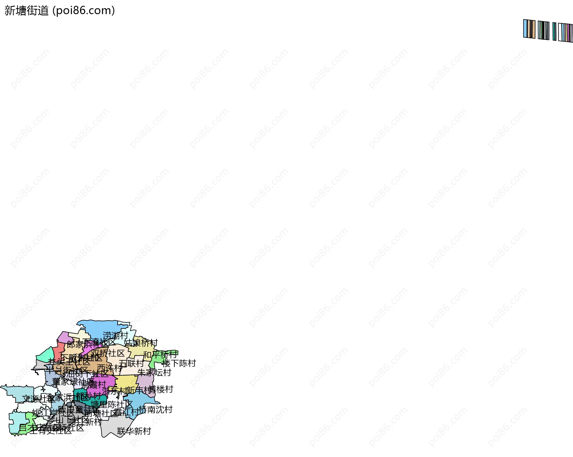 新塘街道边界地图(五级行政区划)