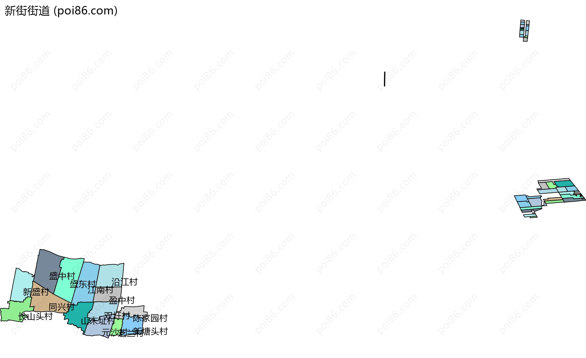 新街街道边界地图(五级行政区划)