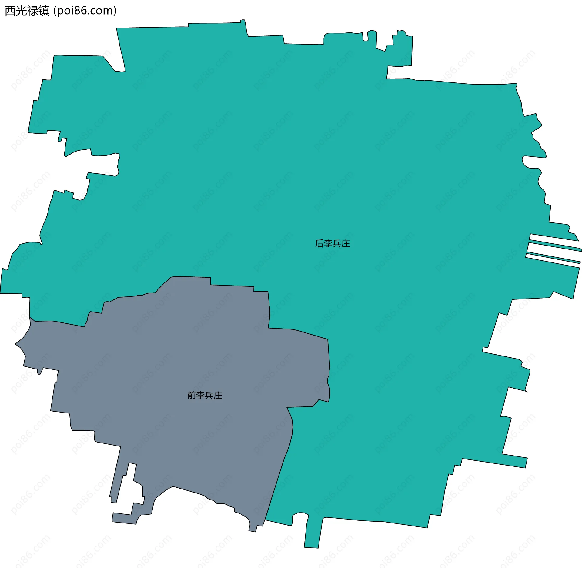 西光禄镇边界地图(五级行政区划)