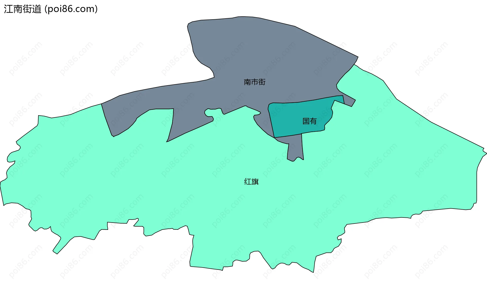 江南街道边界地图(五级行政区划)