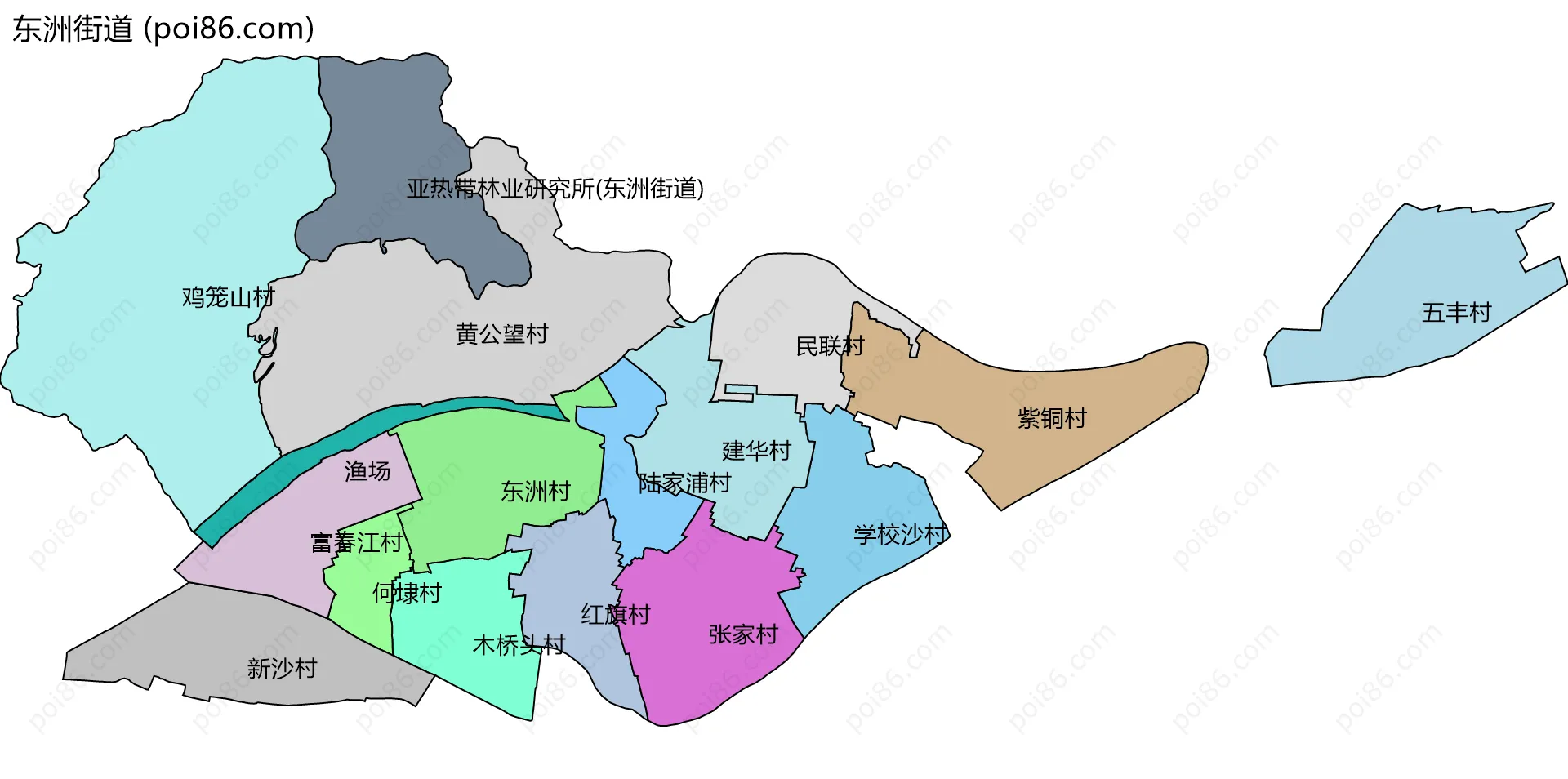 东洲街道边界地图(五级行政区划)