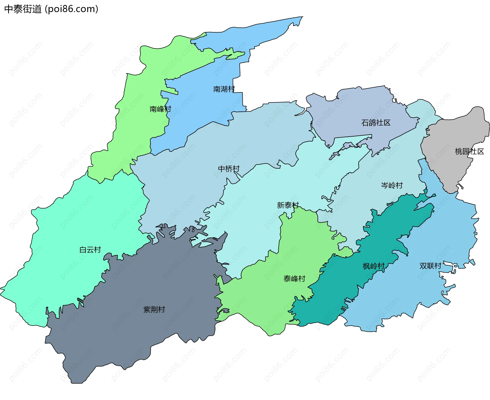 中泰街道边界地图(五级行政区划)