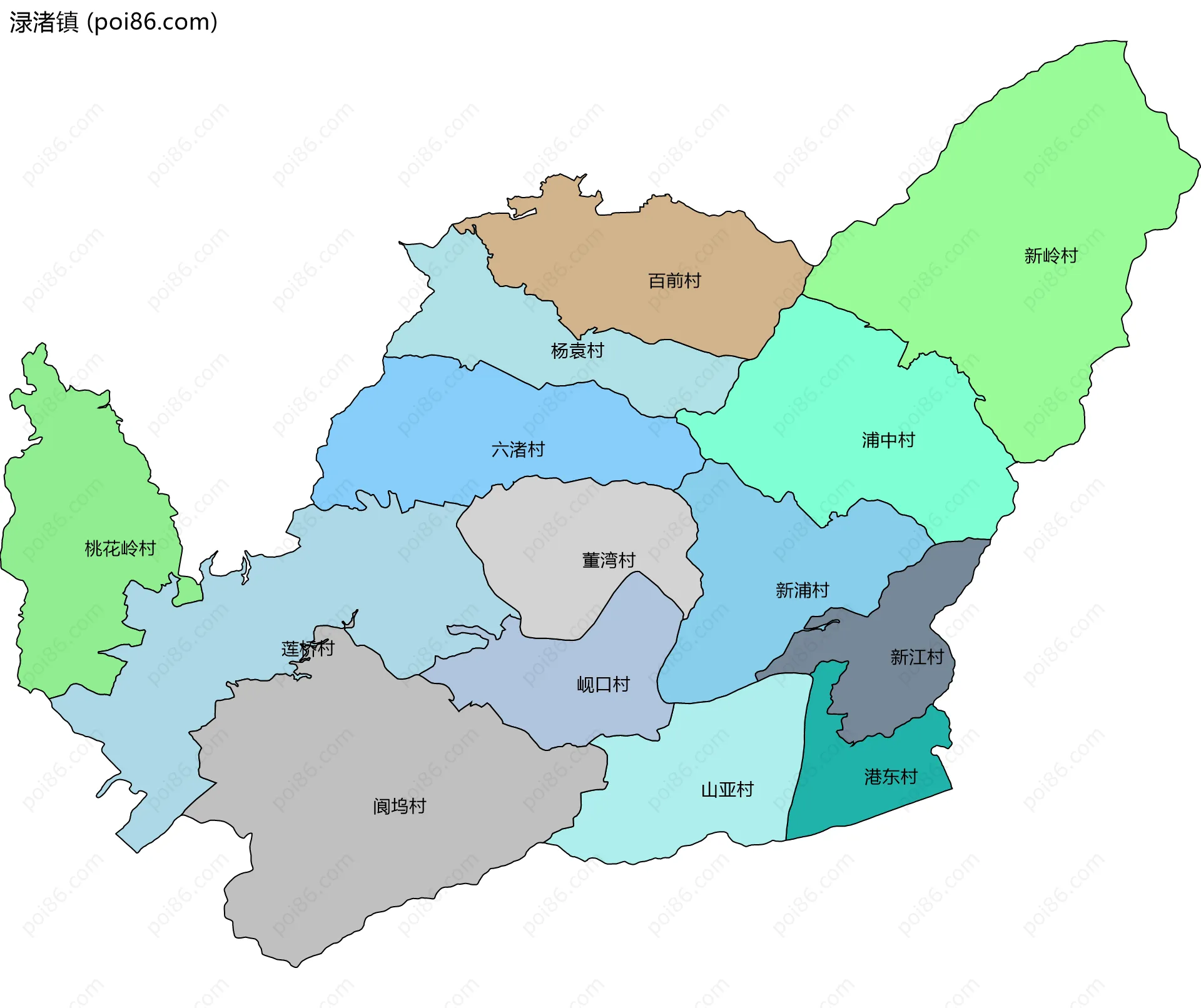 渌渚镇边界地图(五级行政区划)