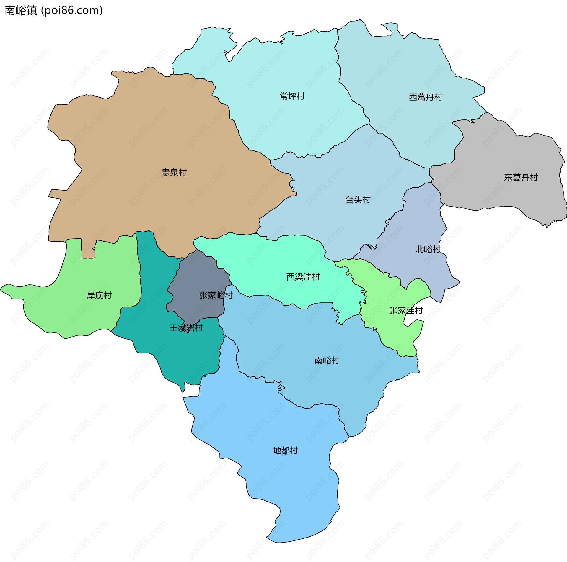 南峪镇边界地图(五级行政区划)
