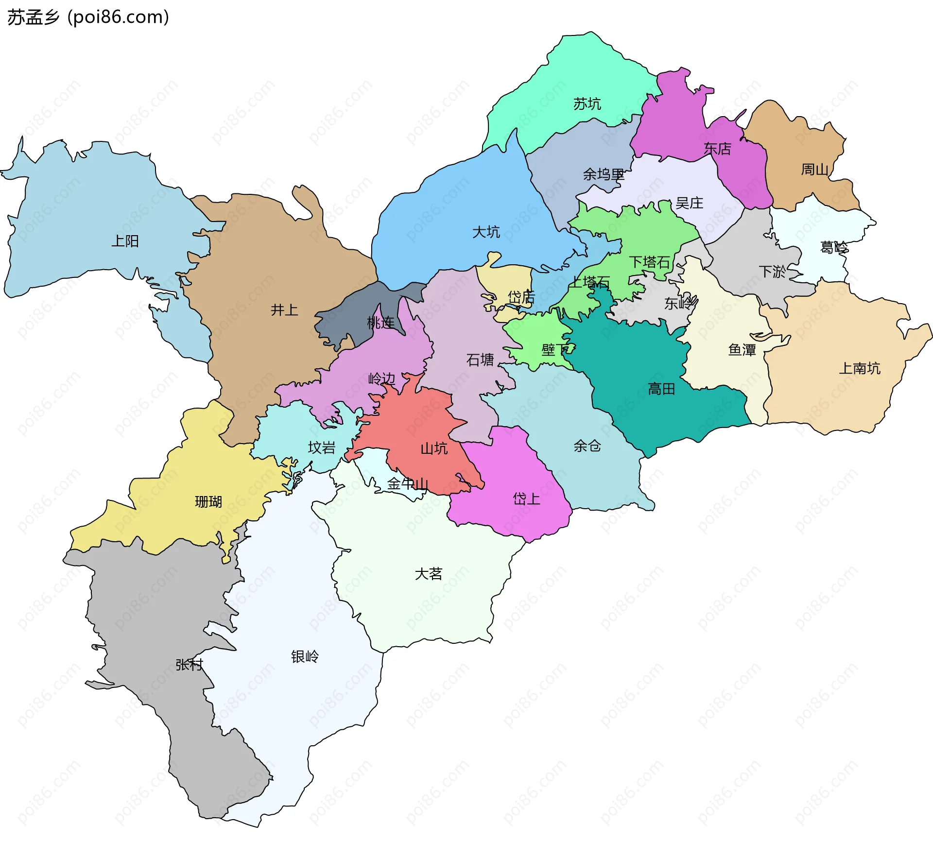 苏孟乡边界地图(五级行政区划)