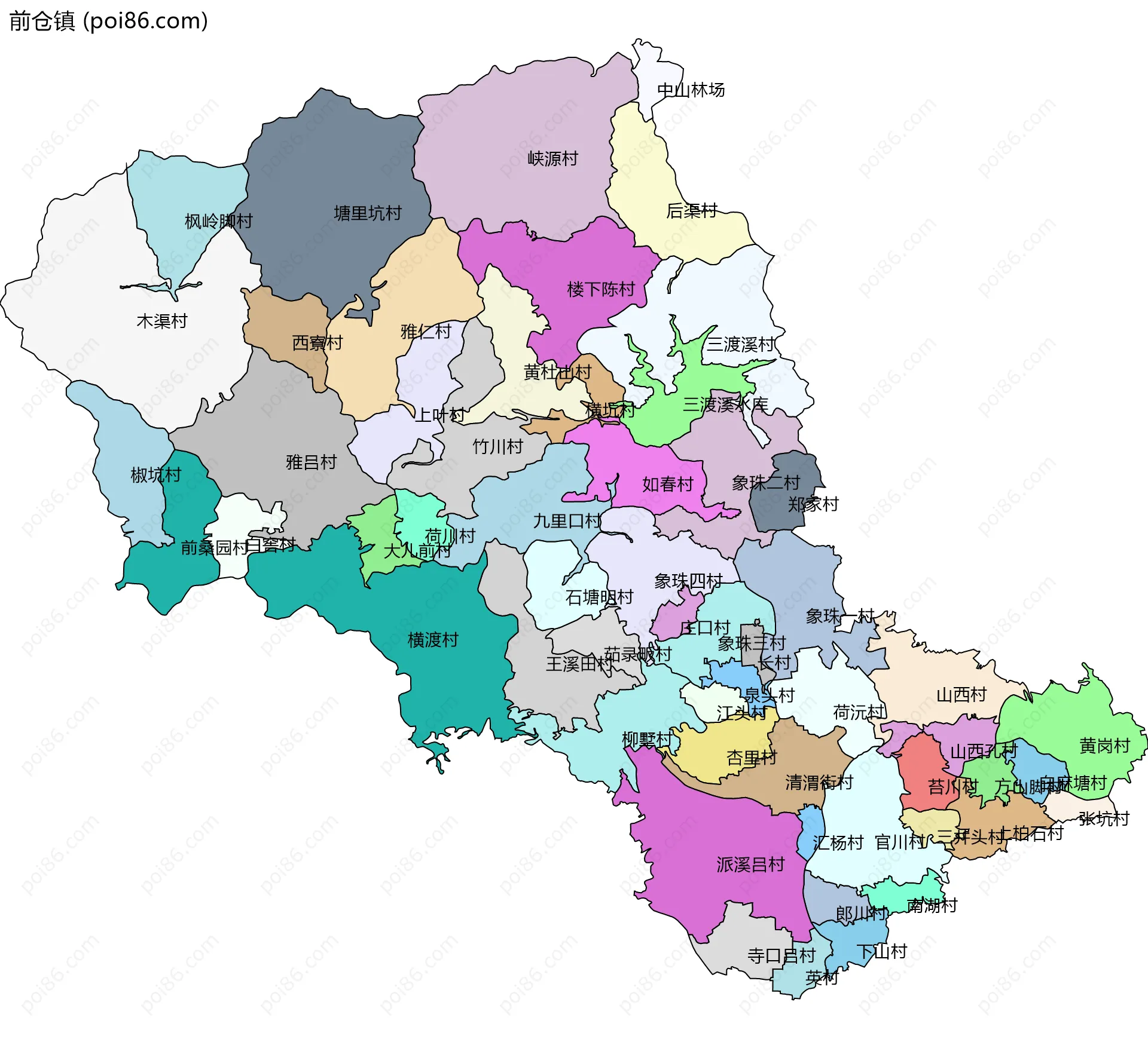 前仓镇边界地图(五级行政区划)
