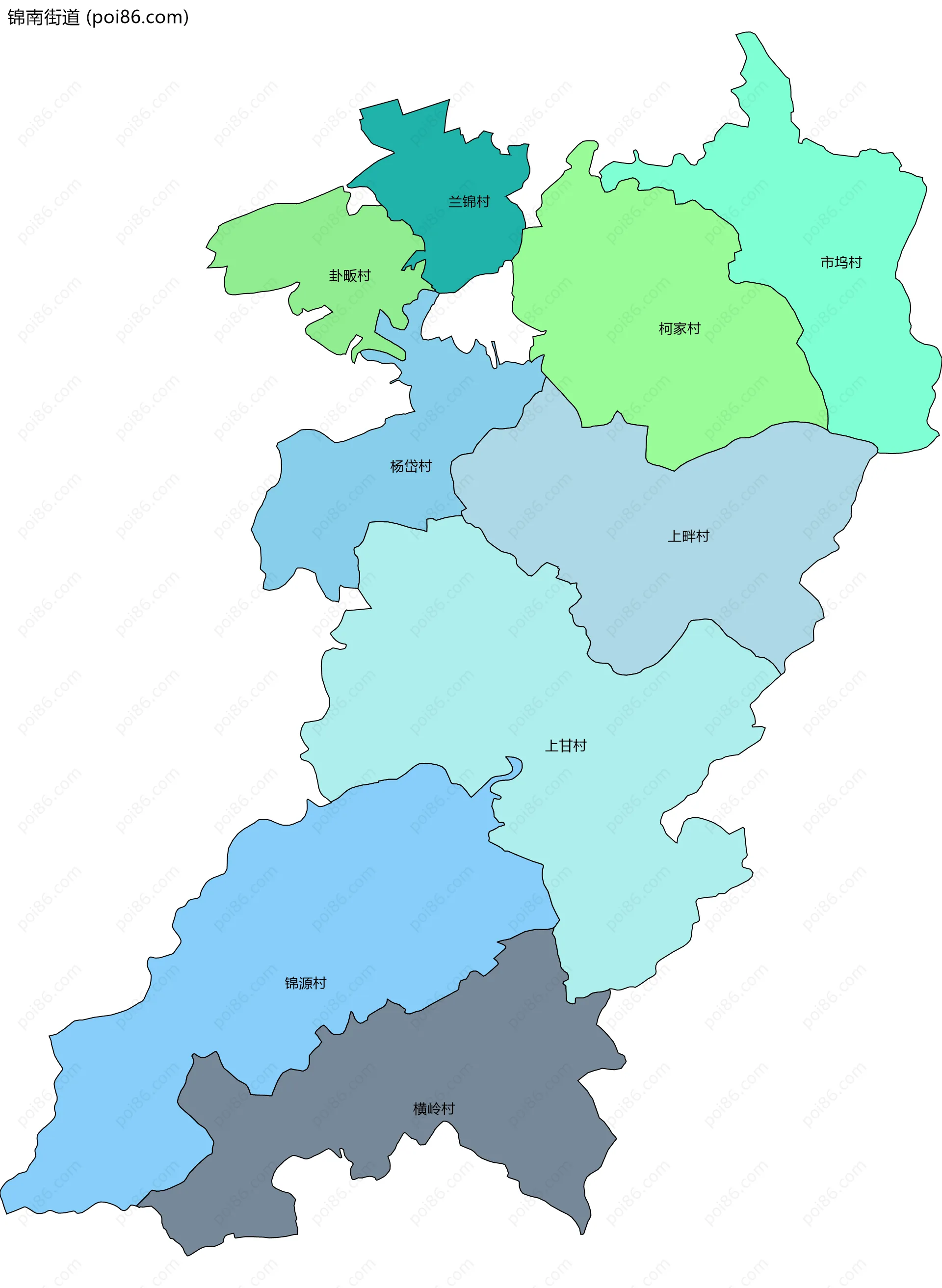 锦南街道边界地图(五级行政区划)