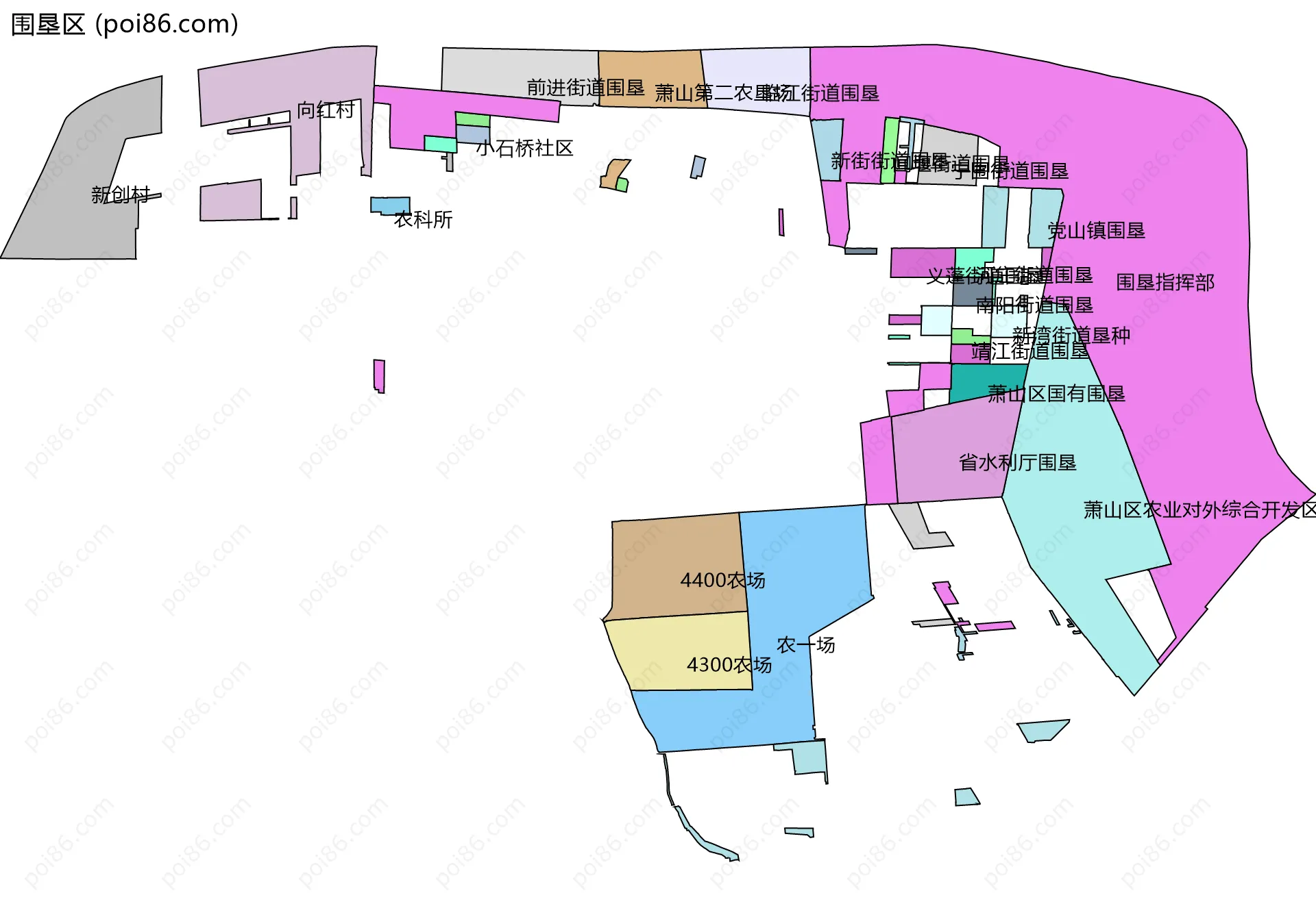 围垦区边界地图(五级行政区划)