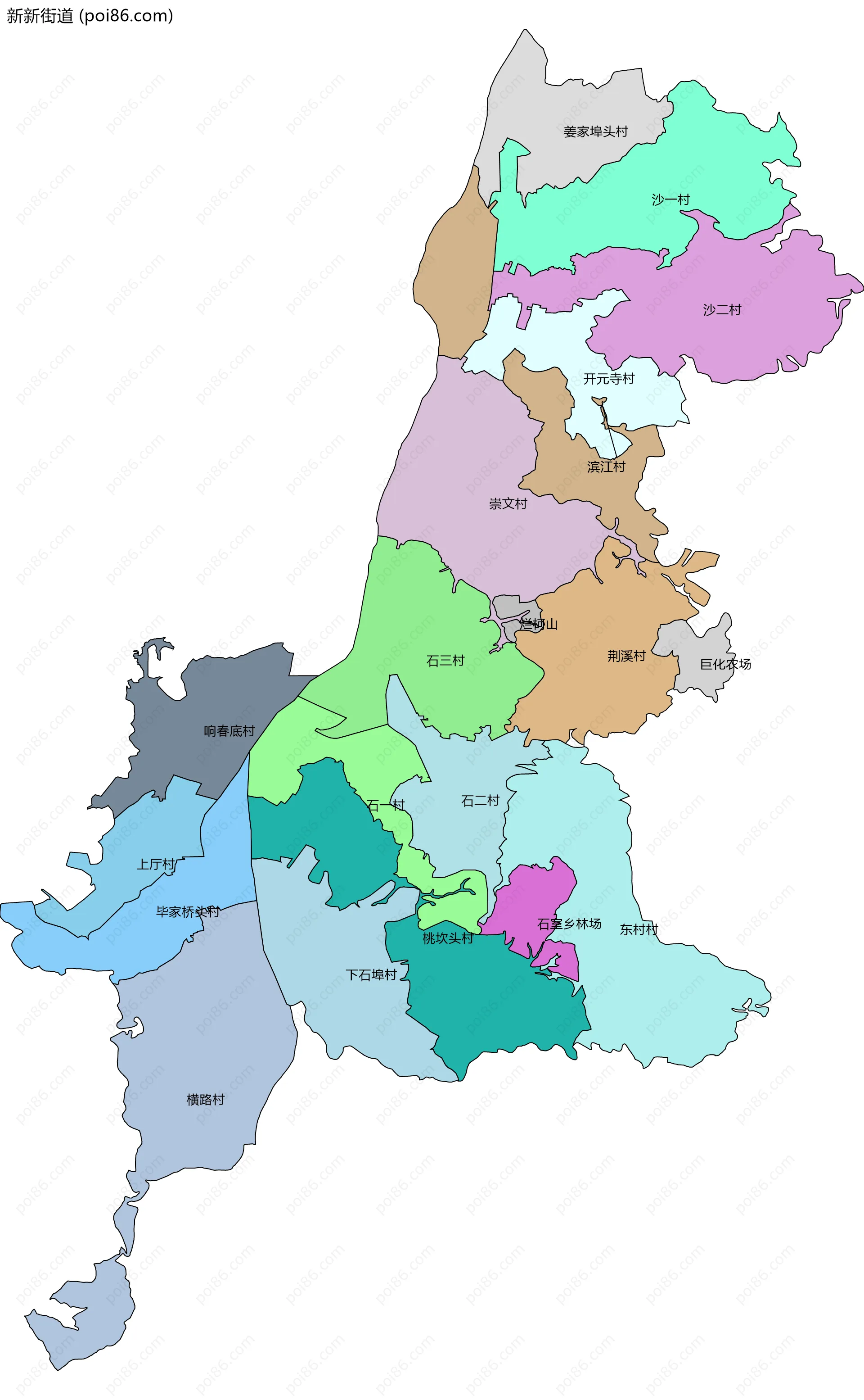 新新街道边界地图(五级行政区划)