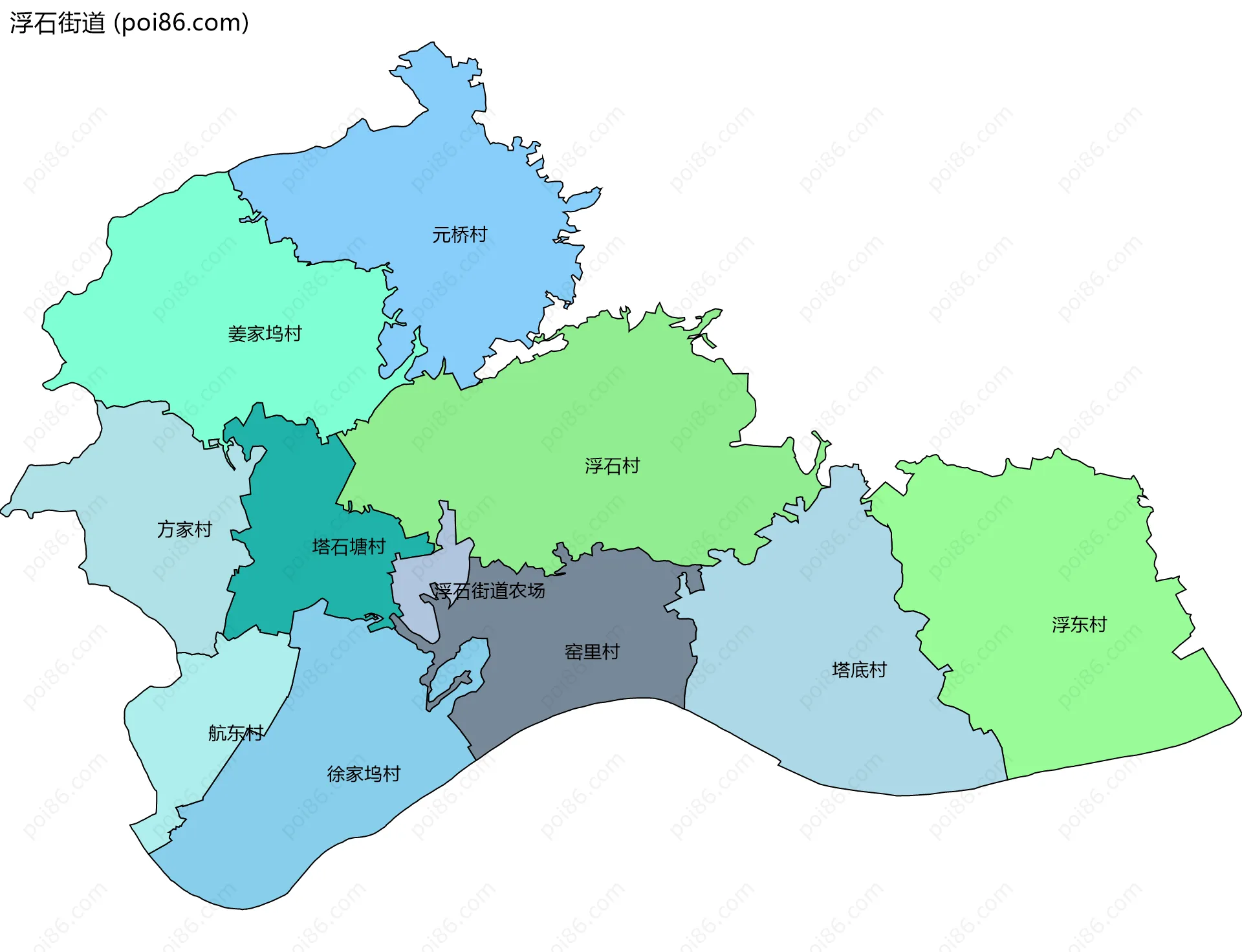 浮石街道边界地图(五级行政区划)
