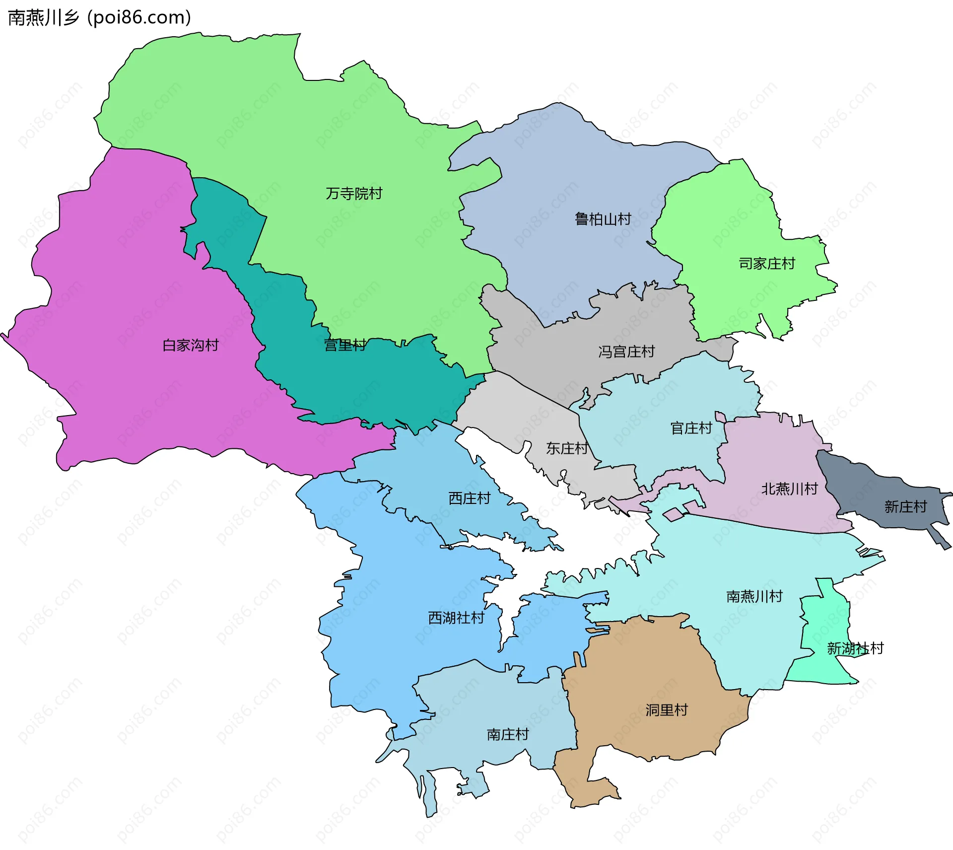 南燕川乡边界地图(五级行政区划)