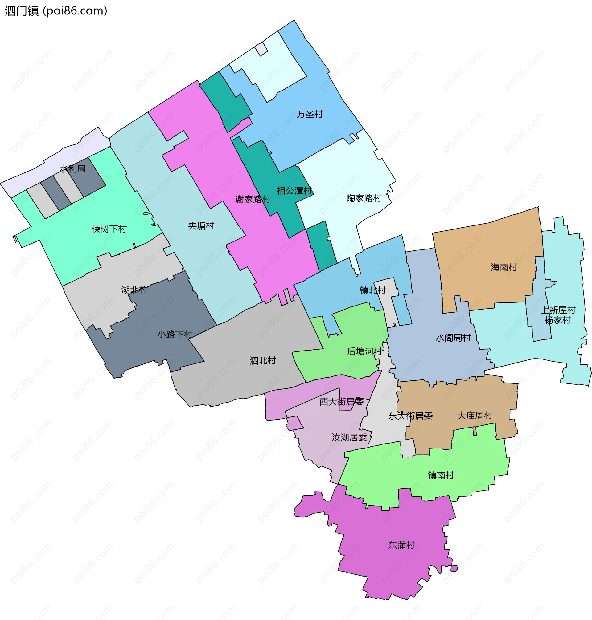泗门镇边界地图(五级行政区划)