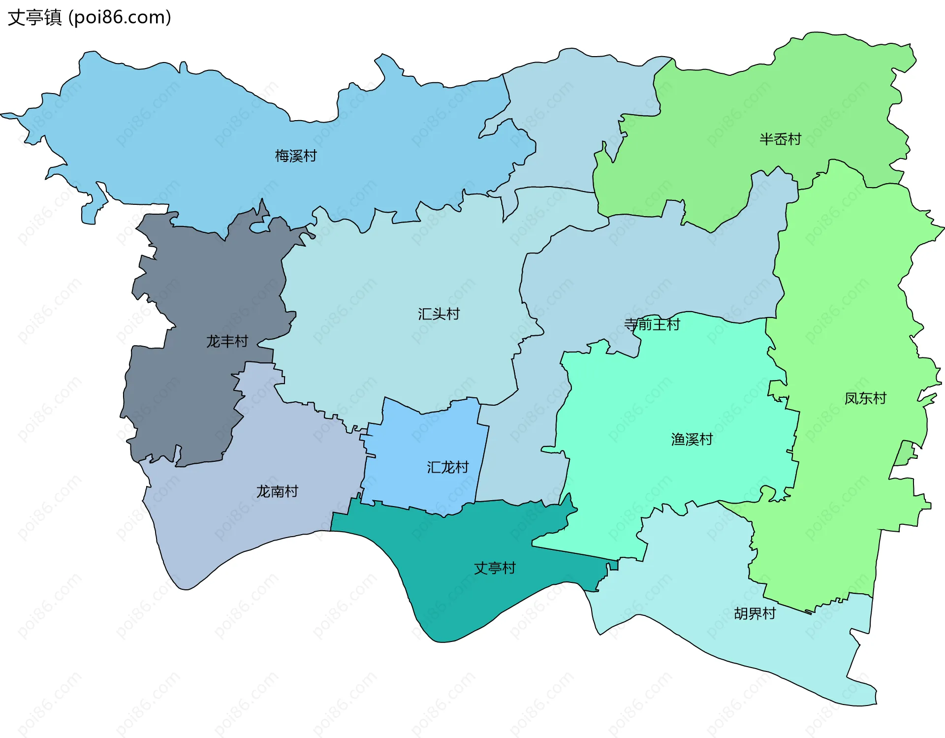 丈亭镇边界地图(五级行政区划)