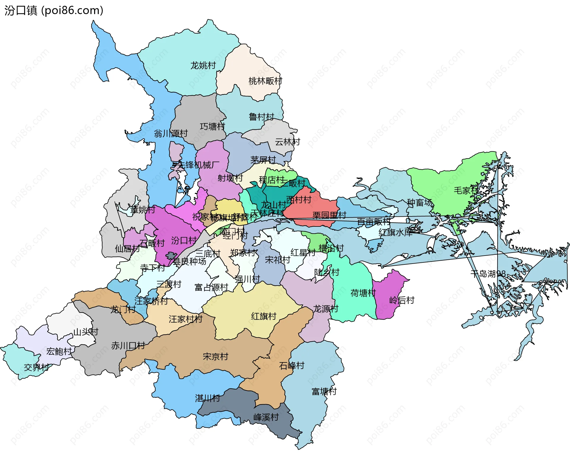 汾口镇边界地图(五级行政区划)