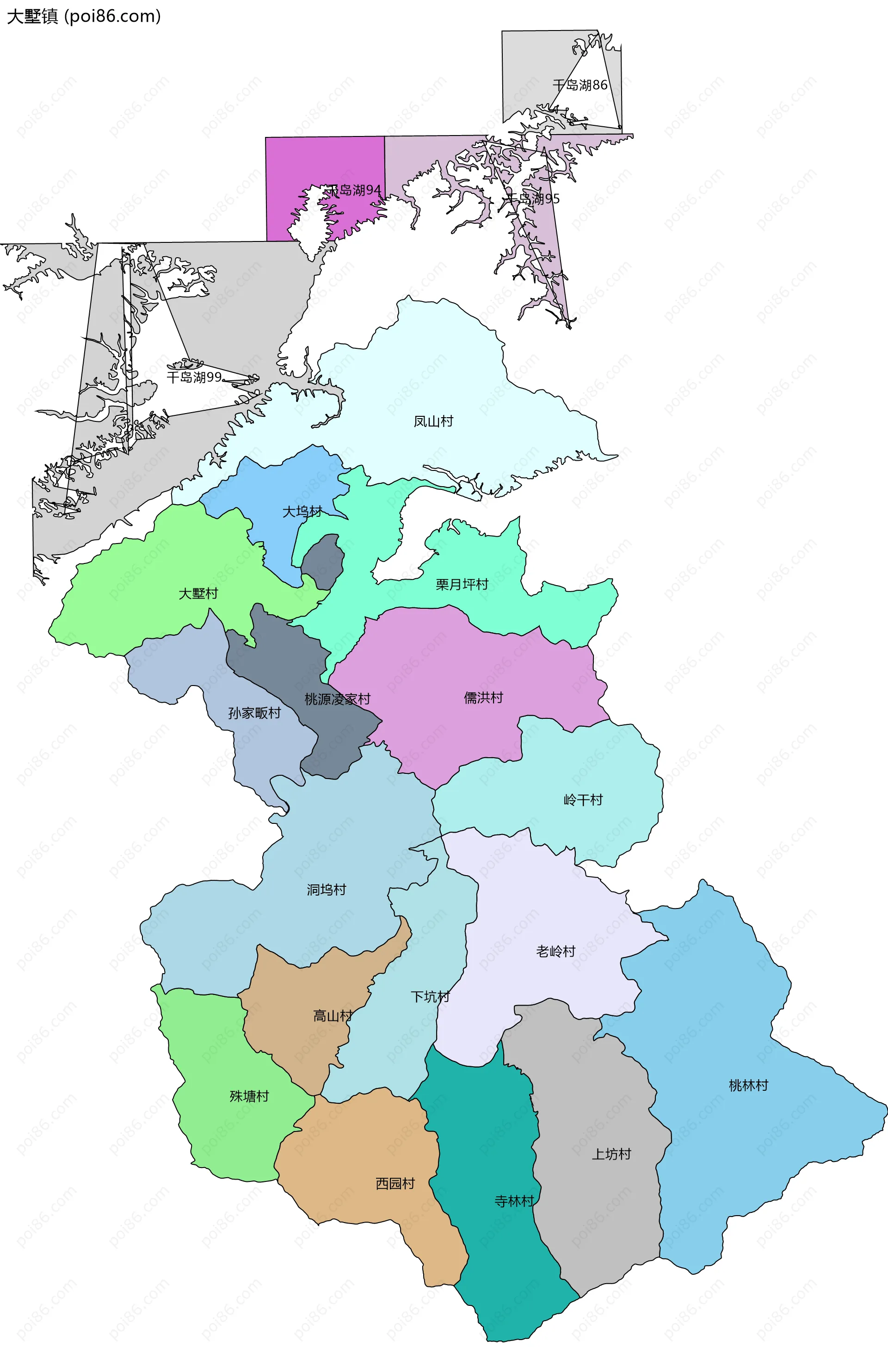 大墅镇边界地图(五级行政区划)