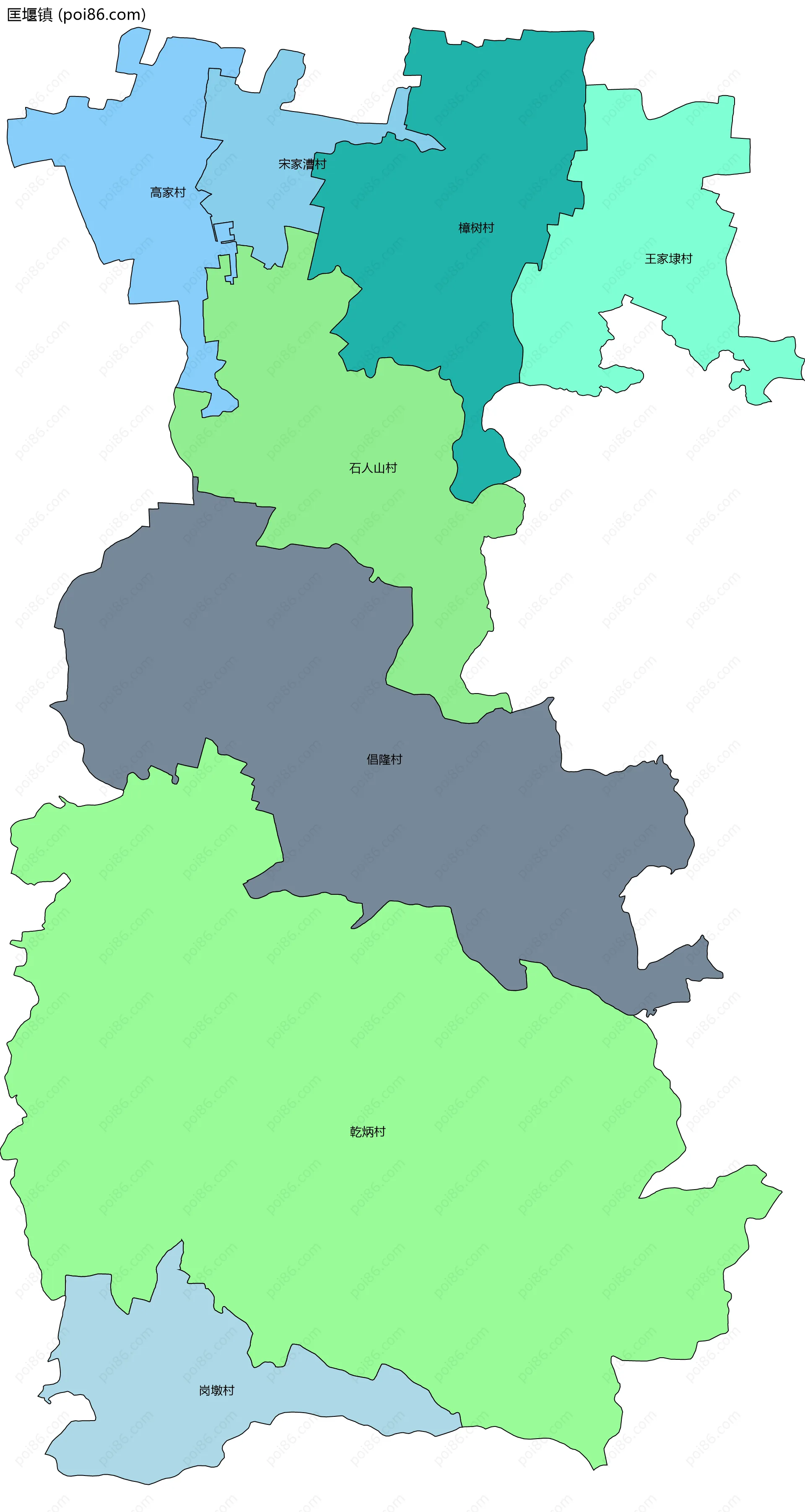 匡堰镇边界地图(五级行政区划)