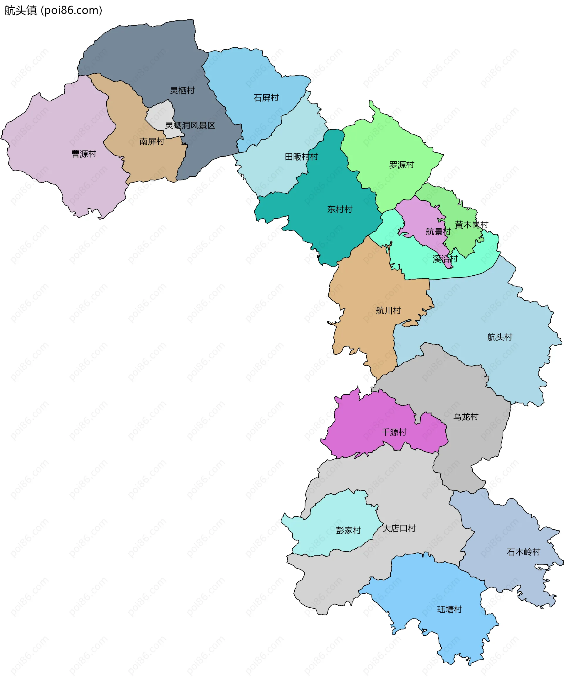 航头镇边界地图(五级行政区划)