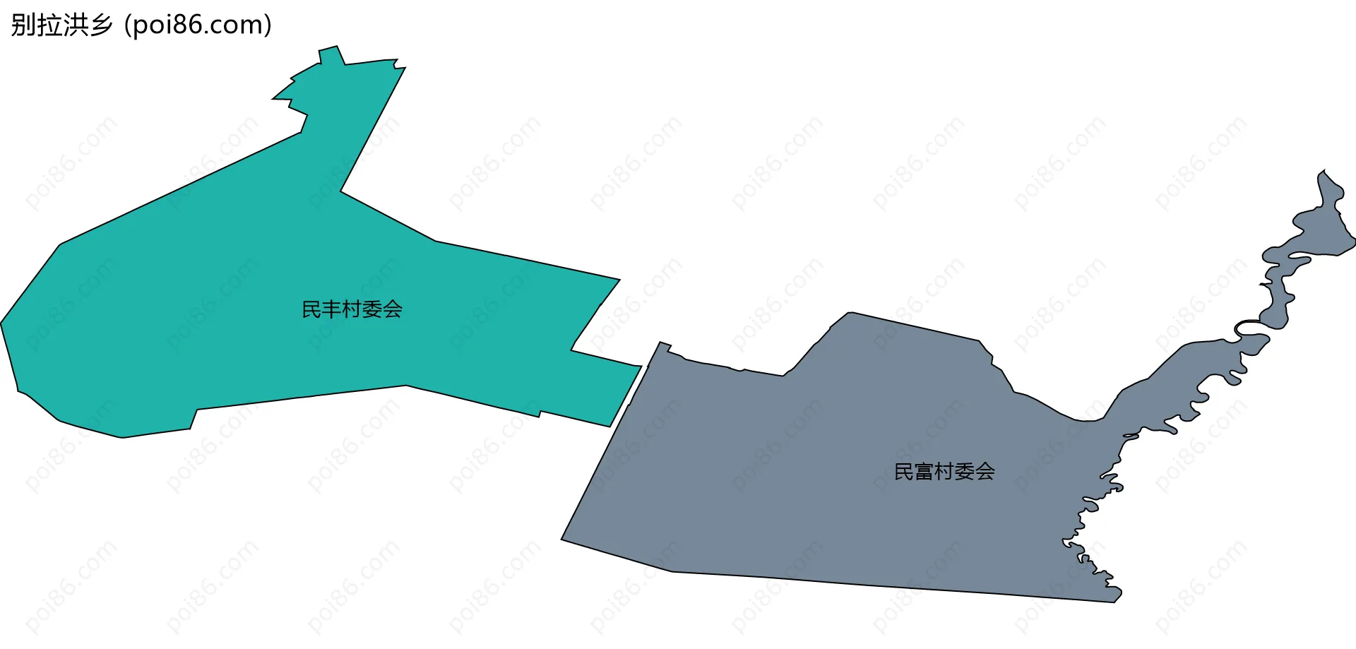 别拉洪乡边界地图(五级行政区划)