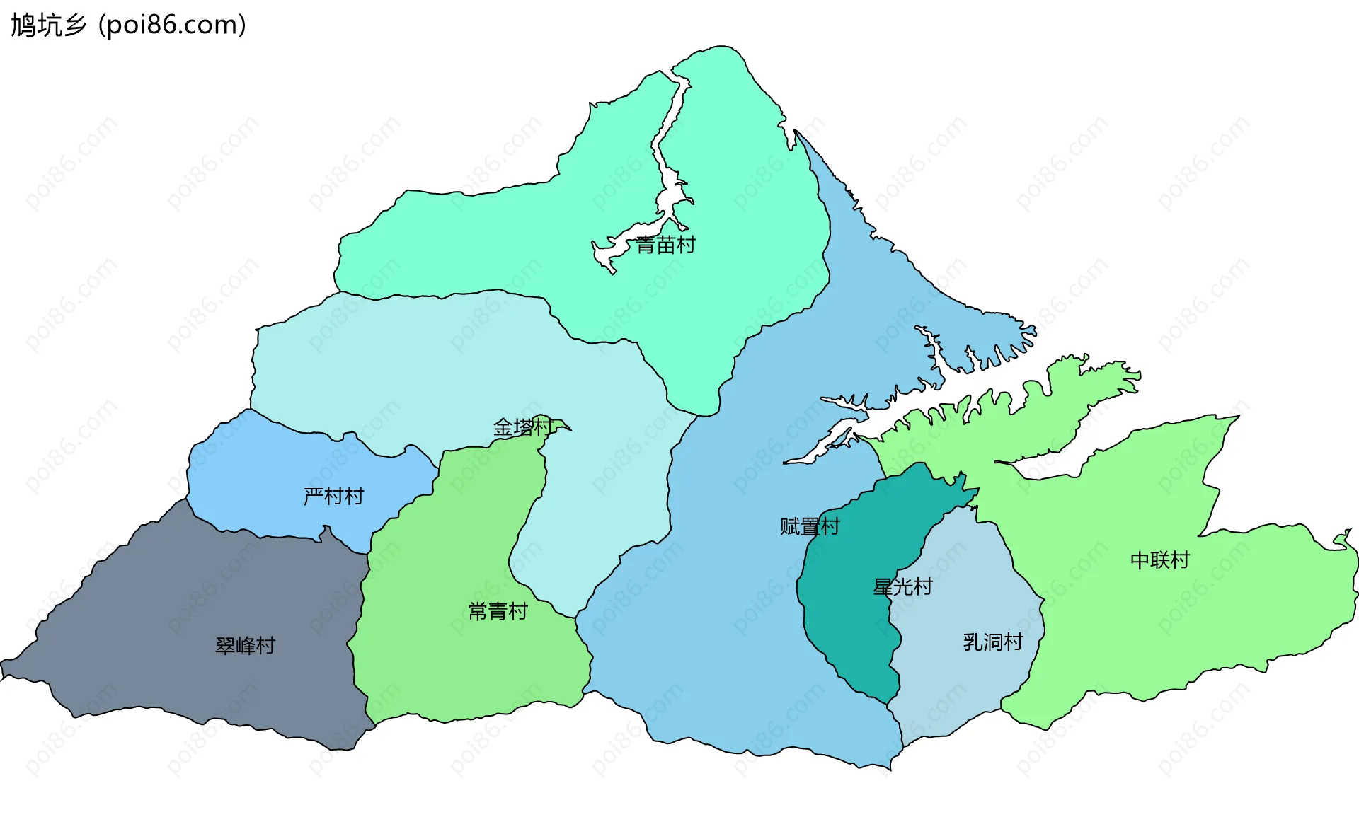 鸠坑乡边界地图(五级行政区划)