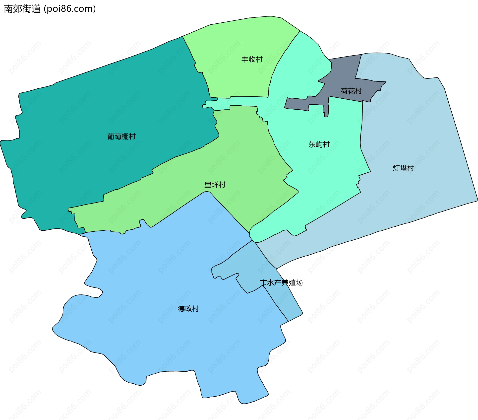 南郊街道边界地图(五级行政区划)