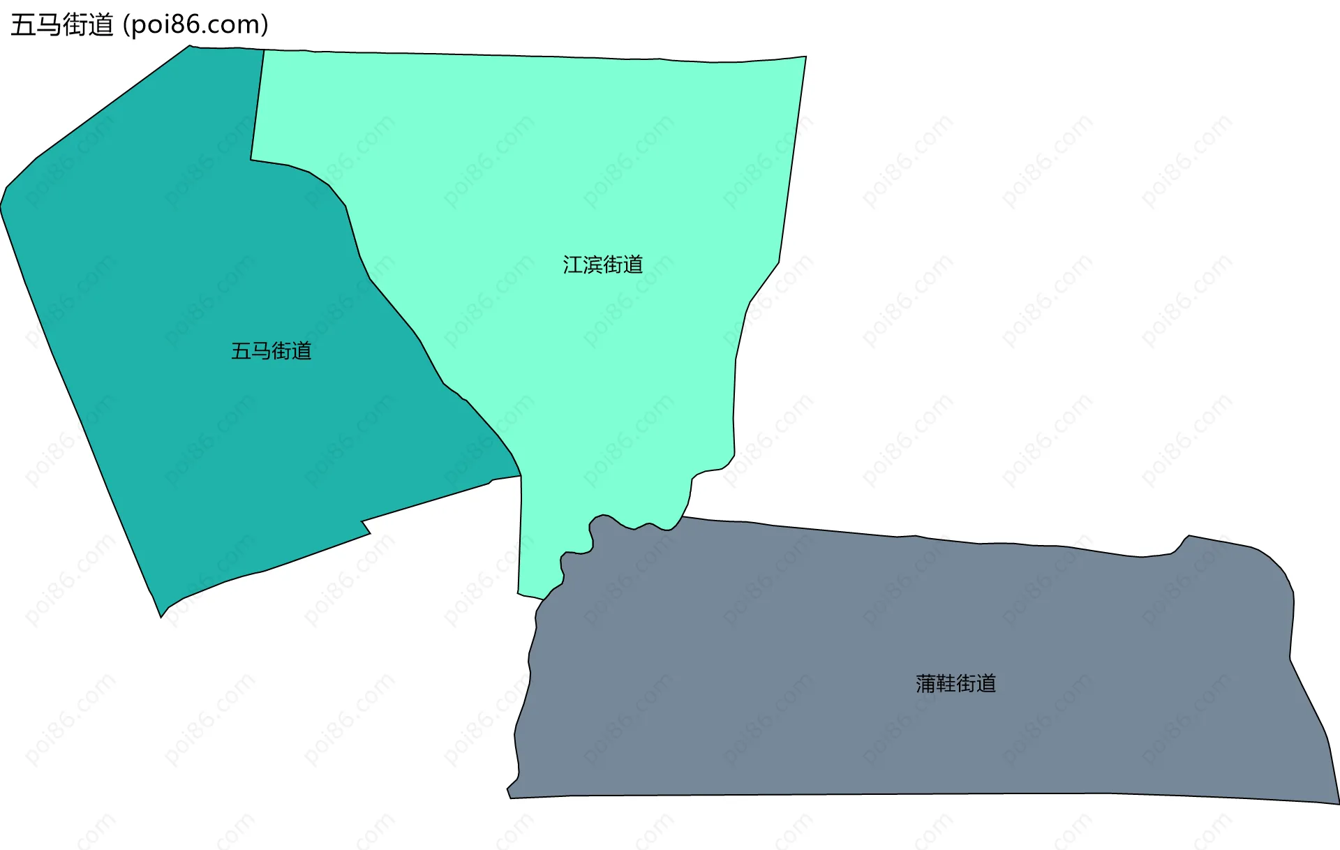 五马街道边界地图(五级行政区划)