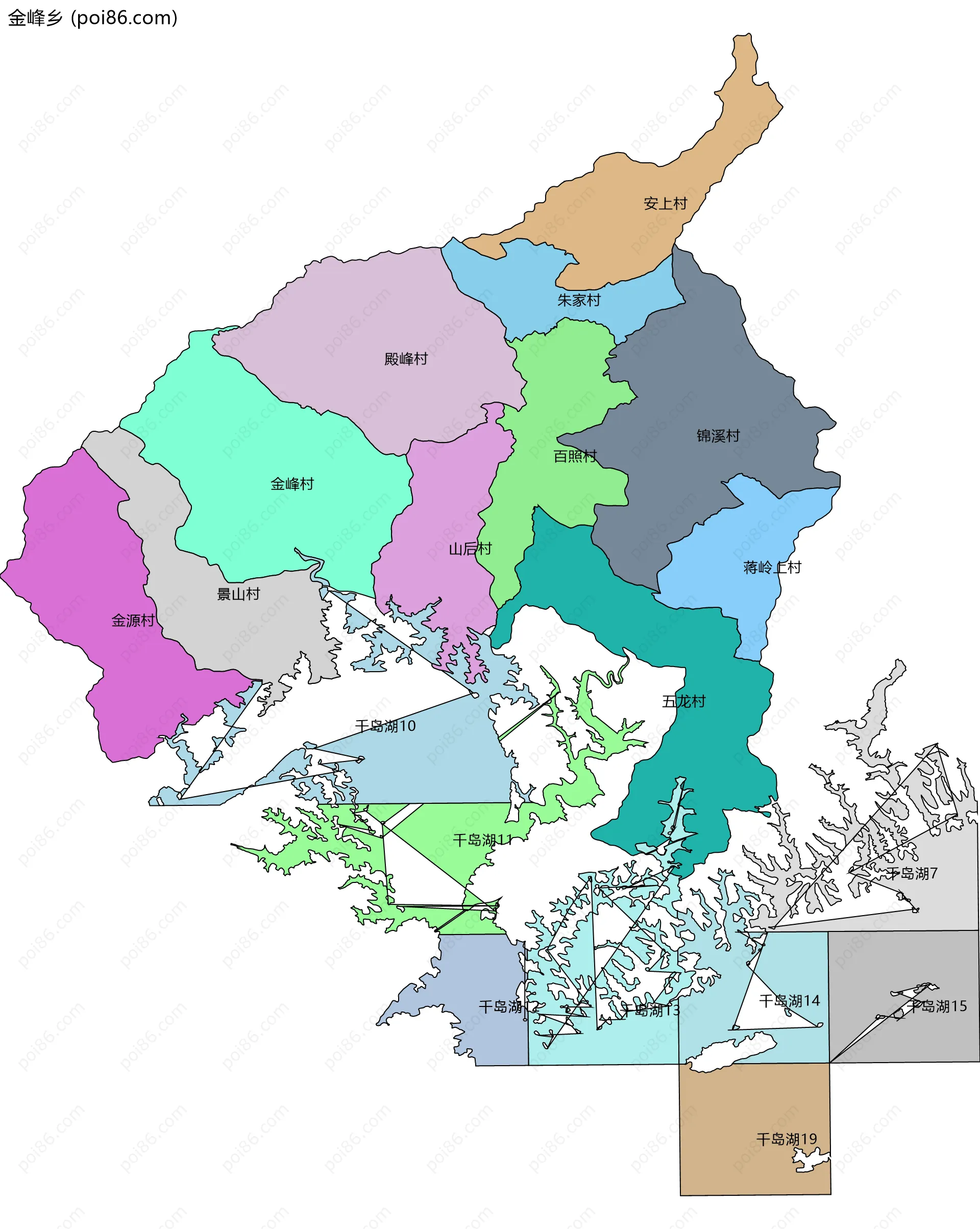 金峰乡边界地图(五级行政区划)