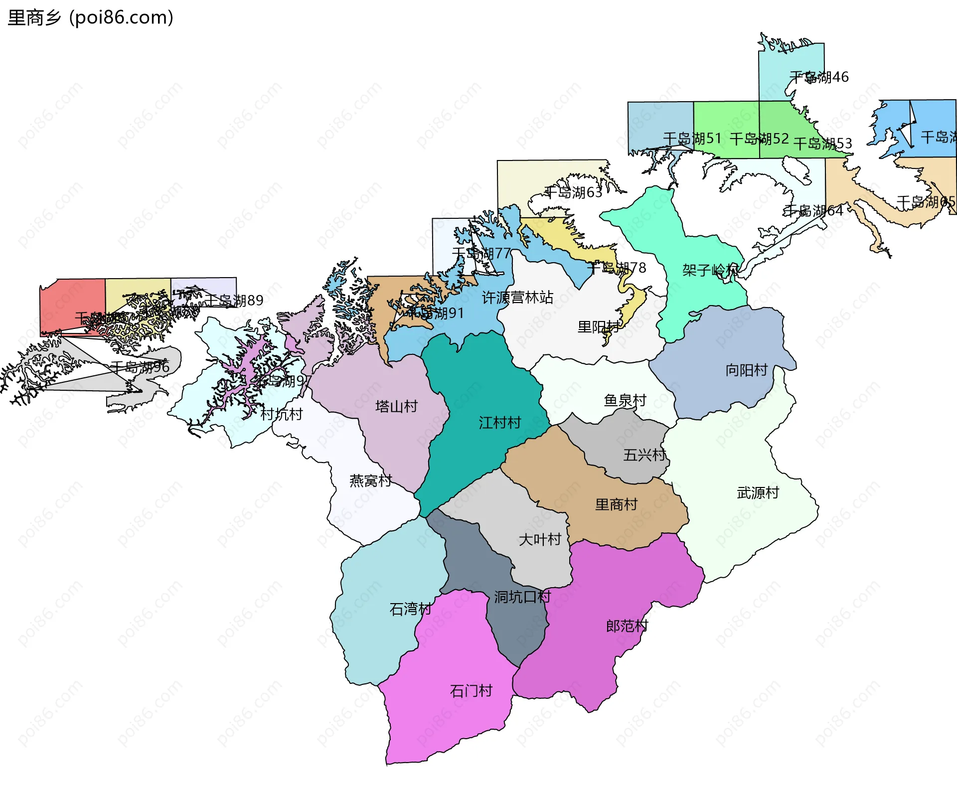 里商乡边界地图(五级行政区划)