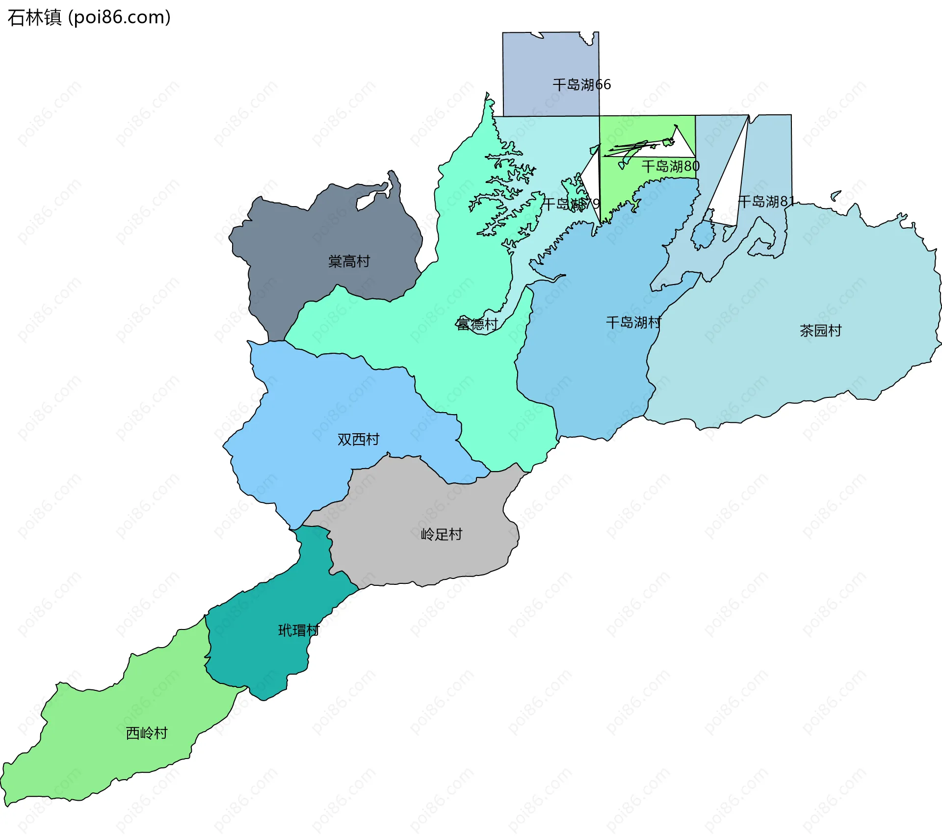 石林镇边界地图(五级行政区划)