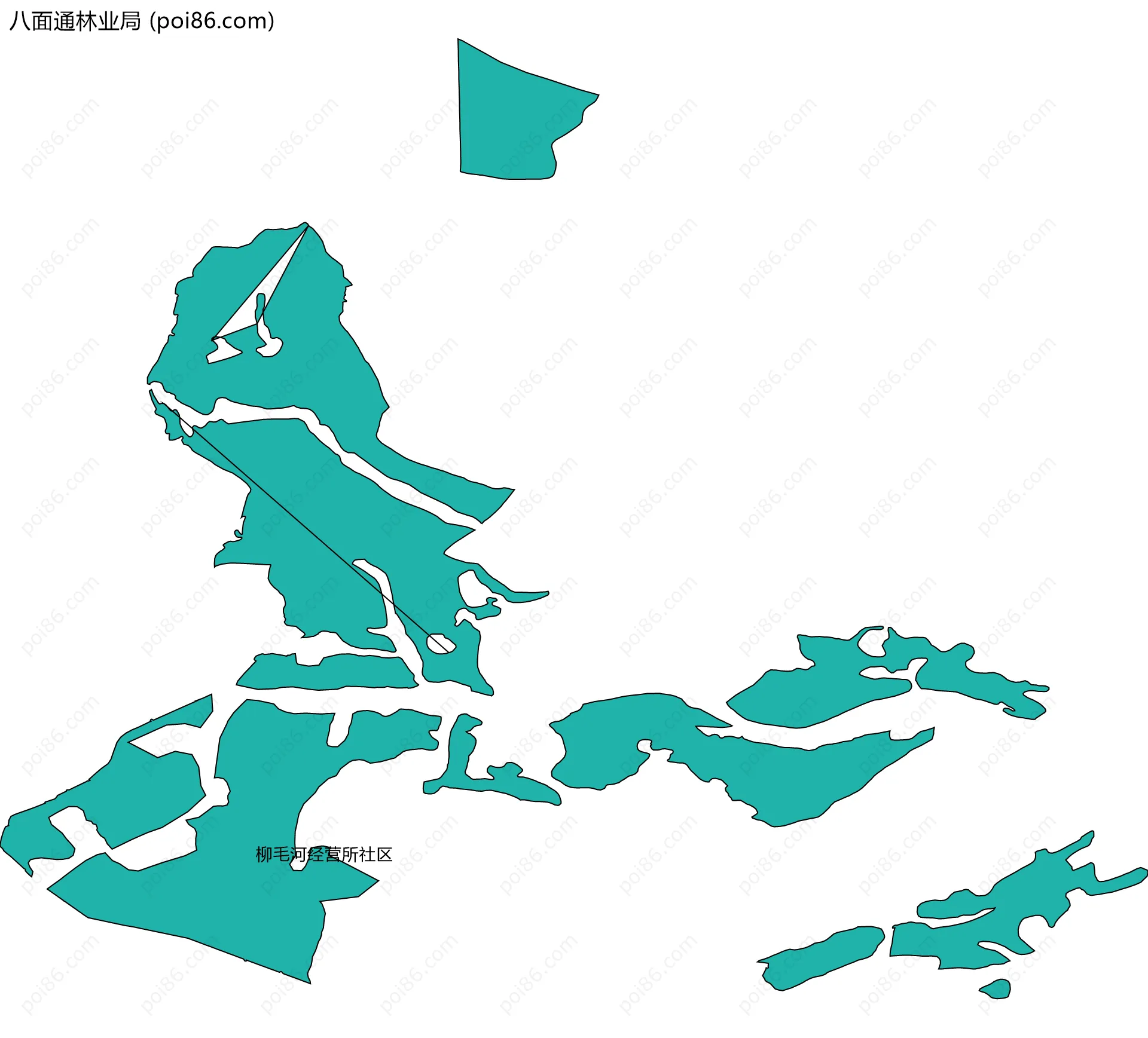 八面通林业局边界地图(五级行政区划)