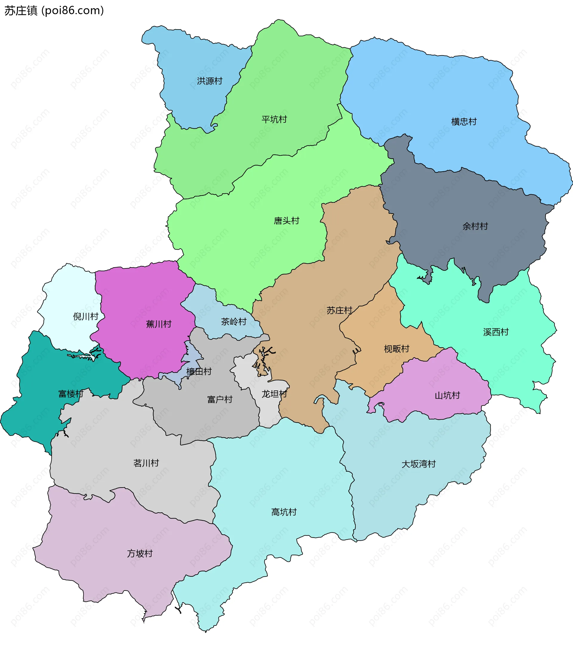 苏庄镇边界地图(五级行政区划)