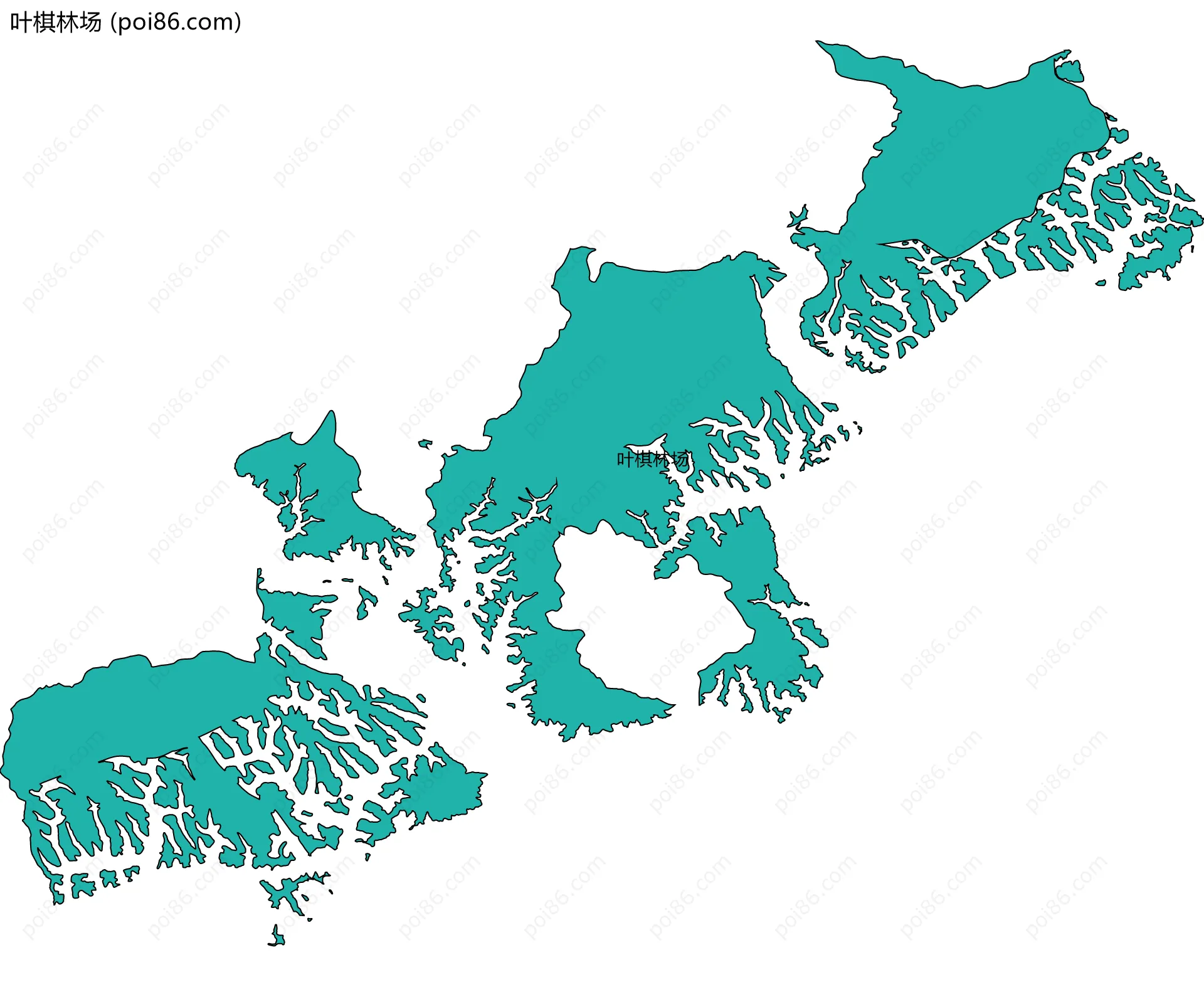 叶棋林场边界地图(五级行政区划)
