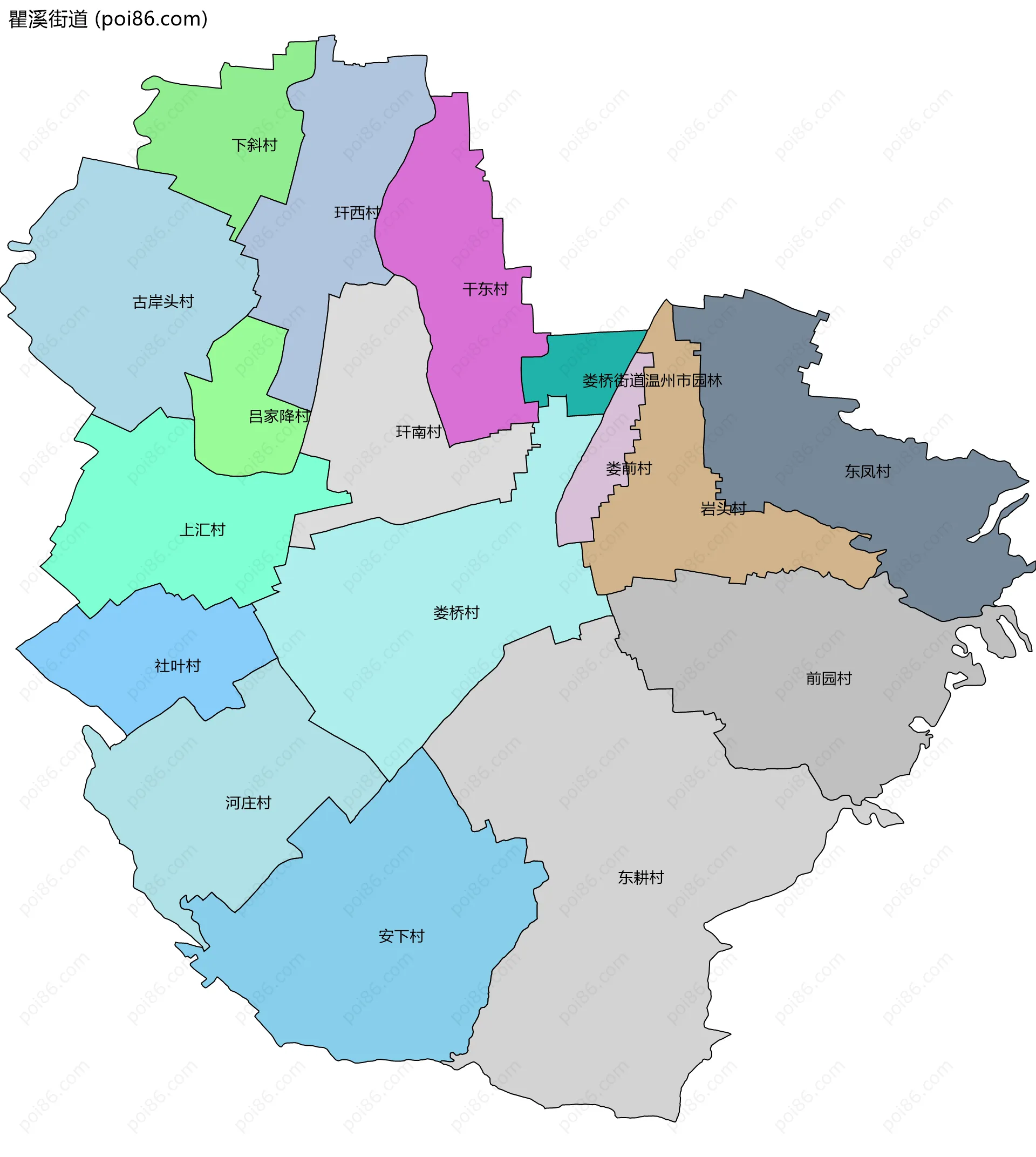 瞿溪街道边界地图(五级行政区划)