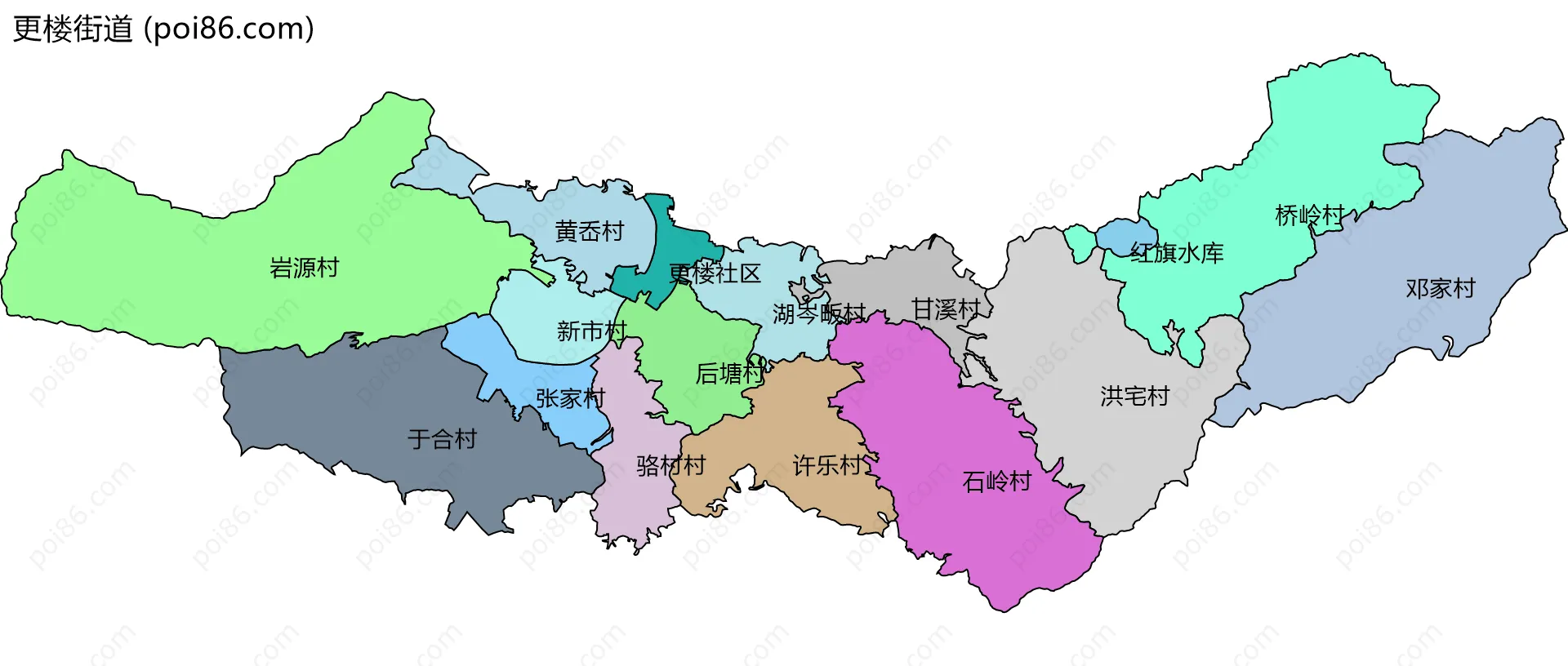 更楼街道边界地图(五级行政区划)