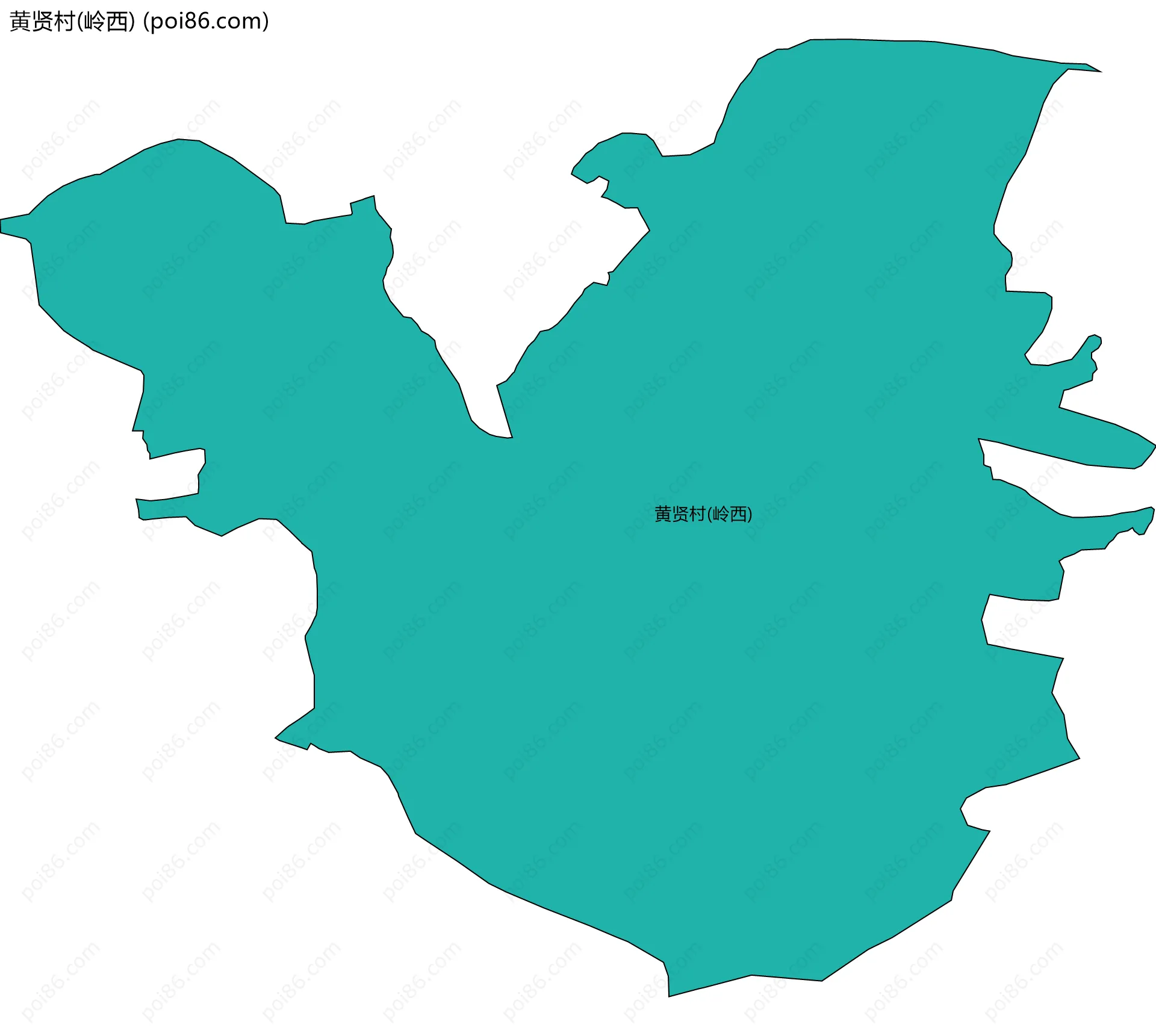 黄贤村(岭西)边界地图
