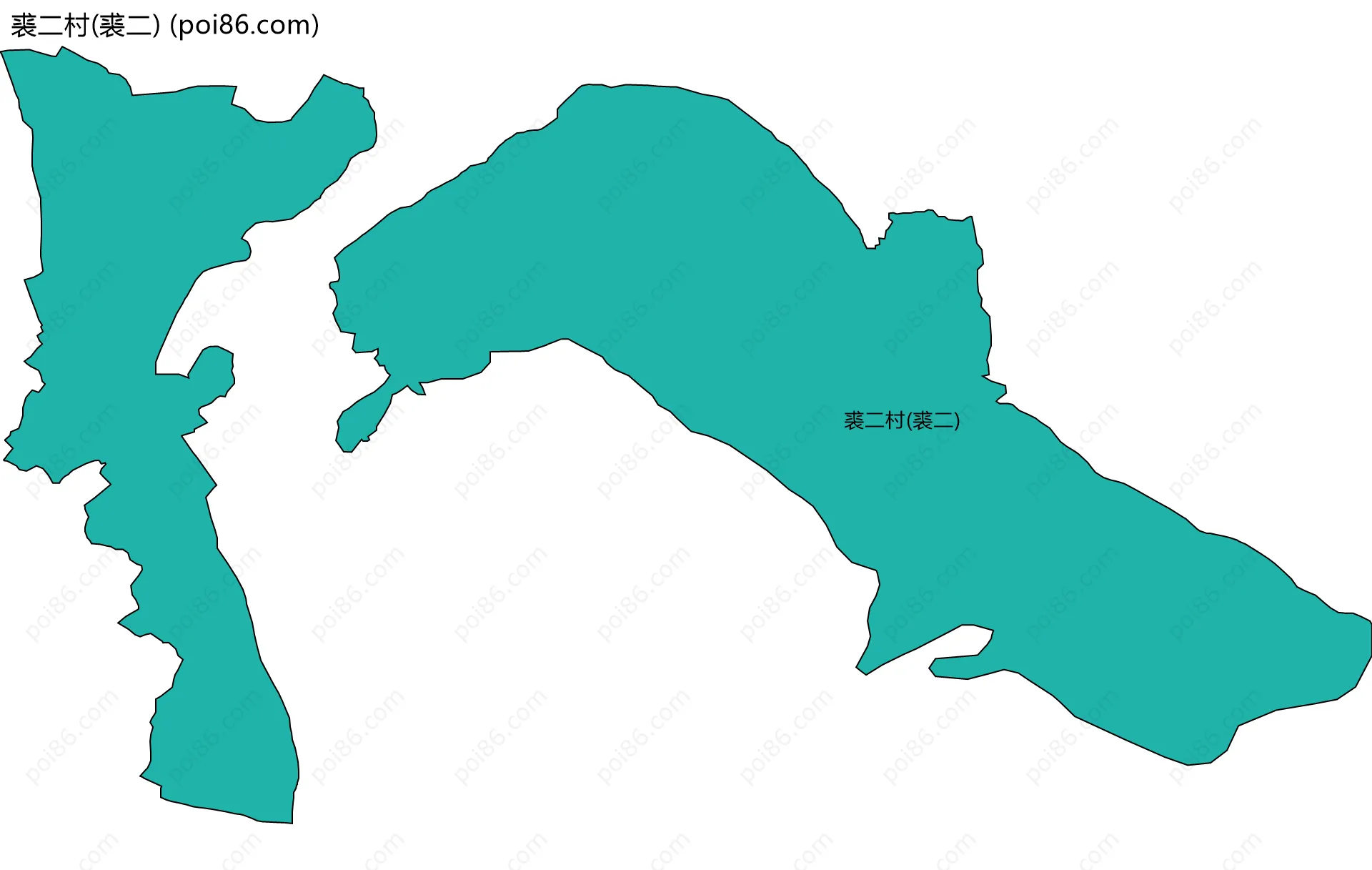 裘二村(裘二)边界地图