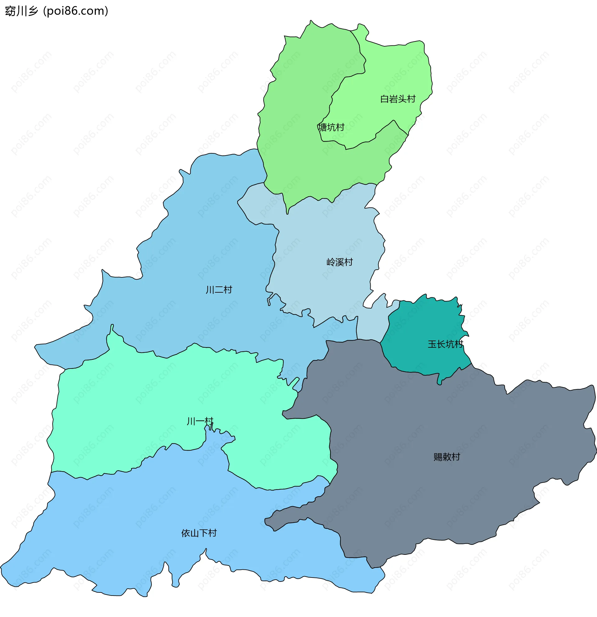 窈川乡边界地图(五级行政区划)