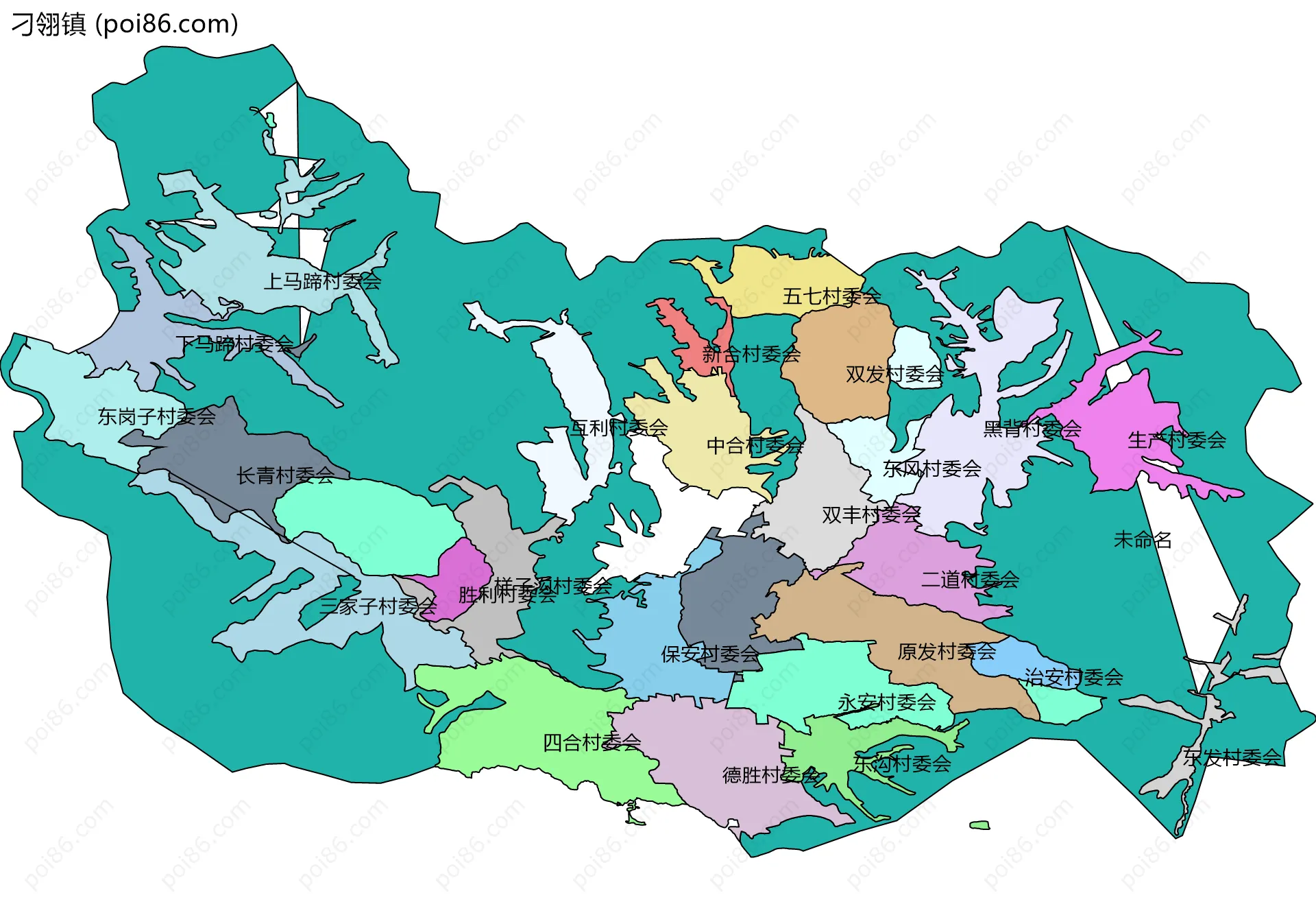 刁翎镇边界地图(五级行政区划)