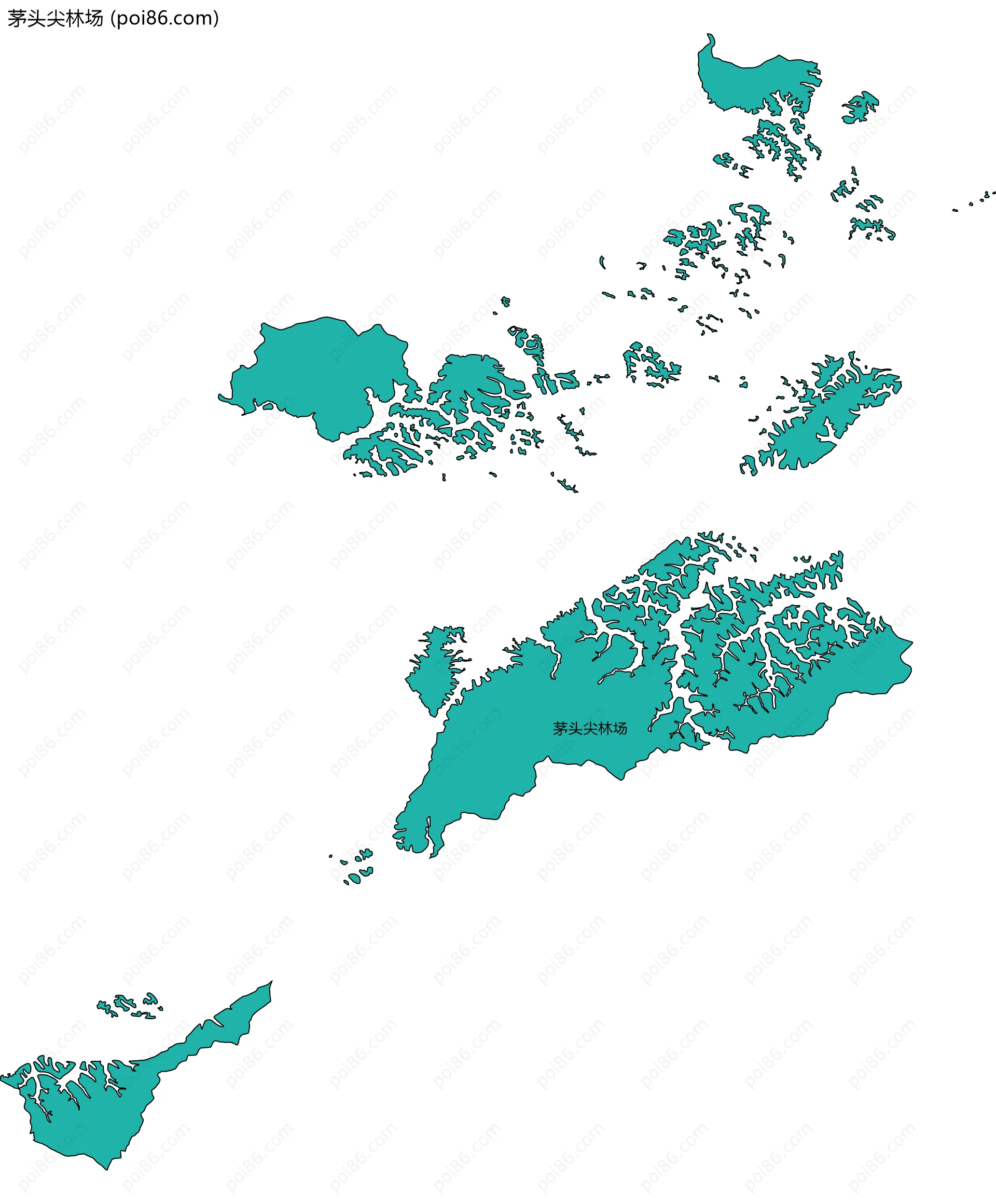 茅头尖林场边界地图(五级行政区划)