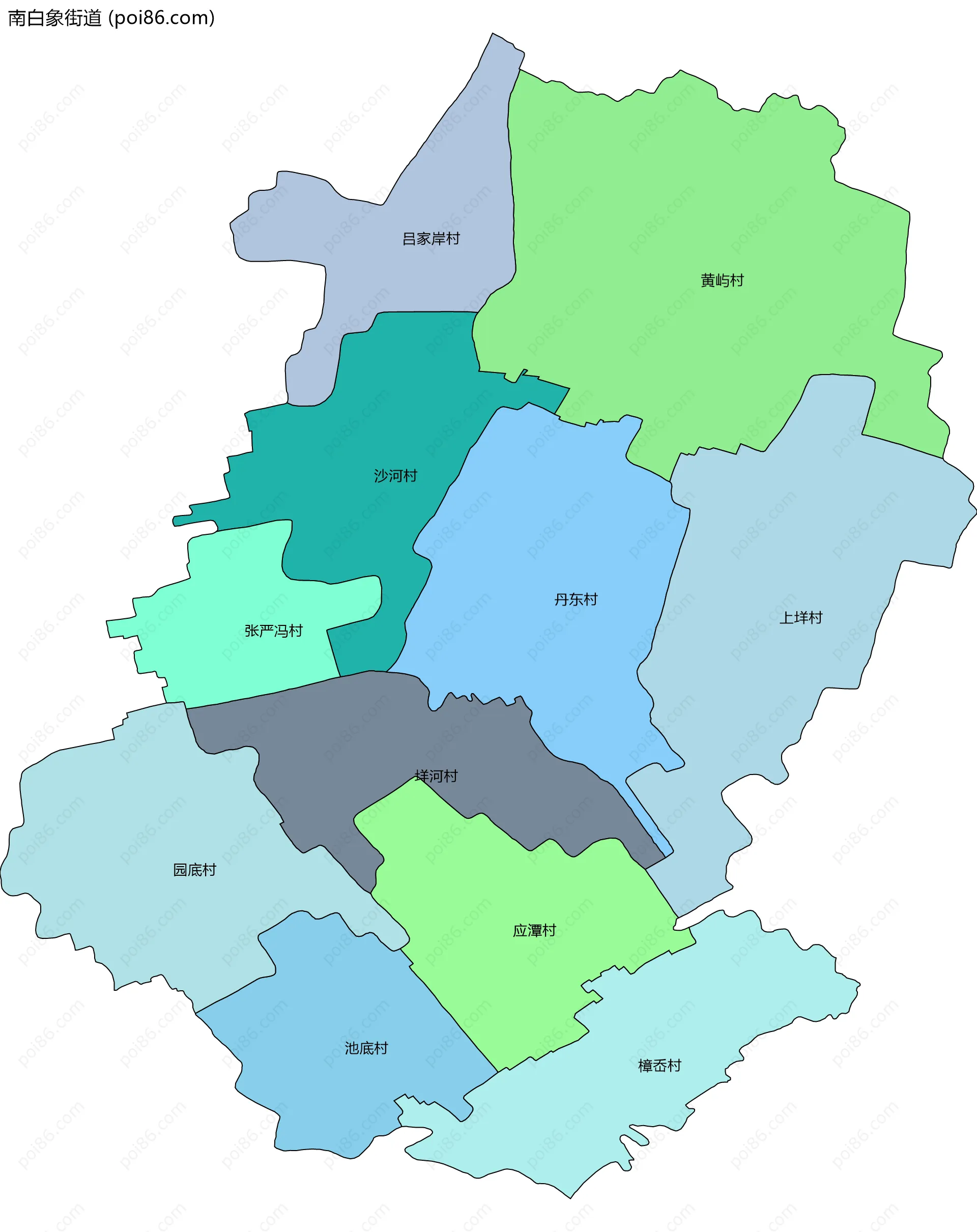 南白象街道边界地图(五级行政区划)