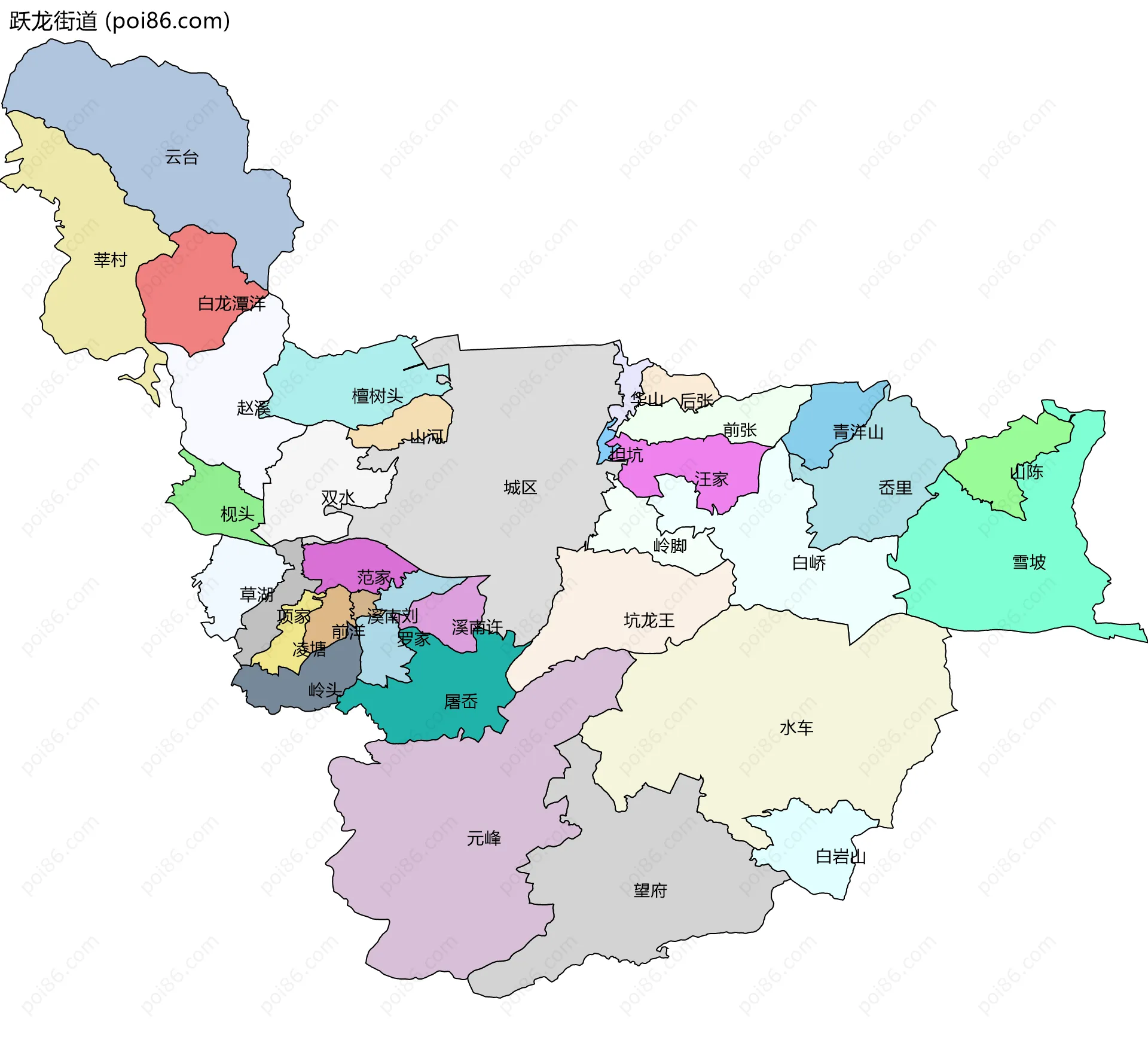 跃龙街道边界地图(五级行政区划)