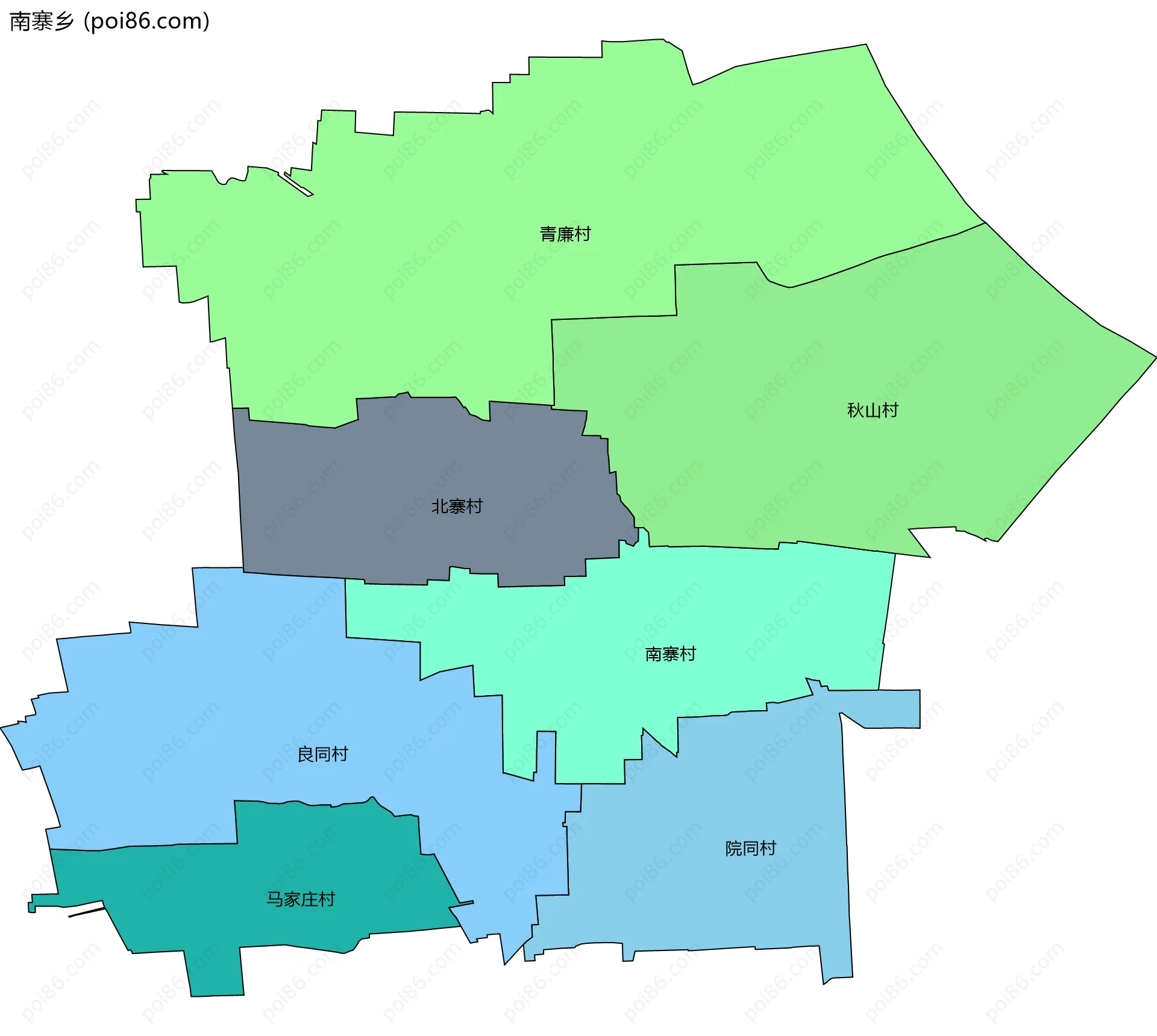 南寨乡边界地图(五级行政区划)