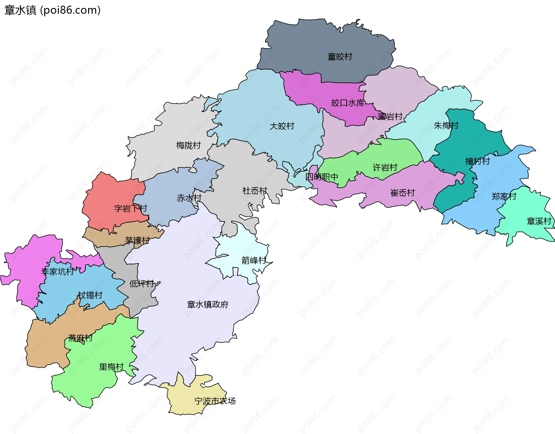 章水镇边界地图(五级行政区划)