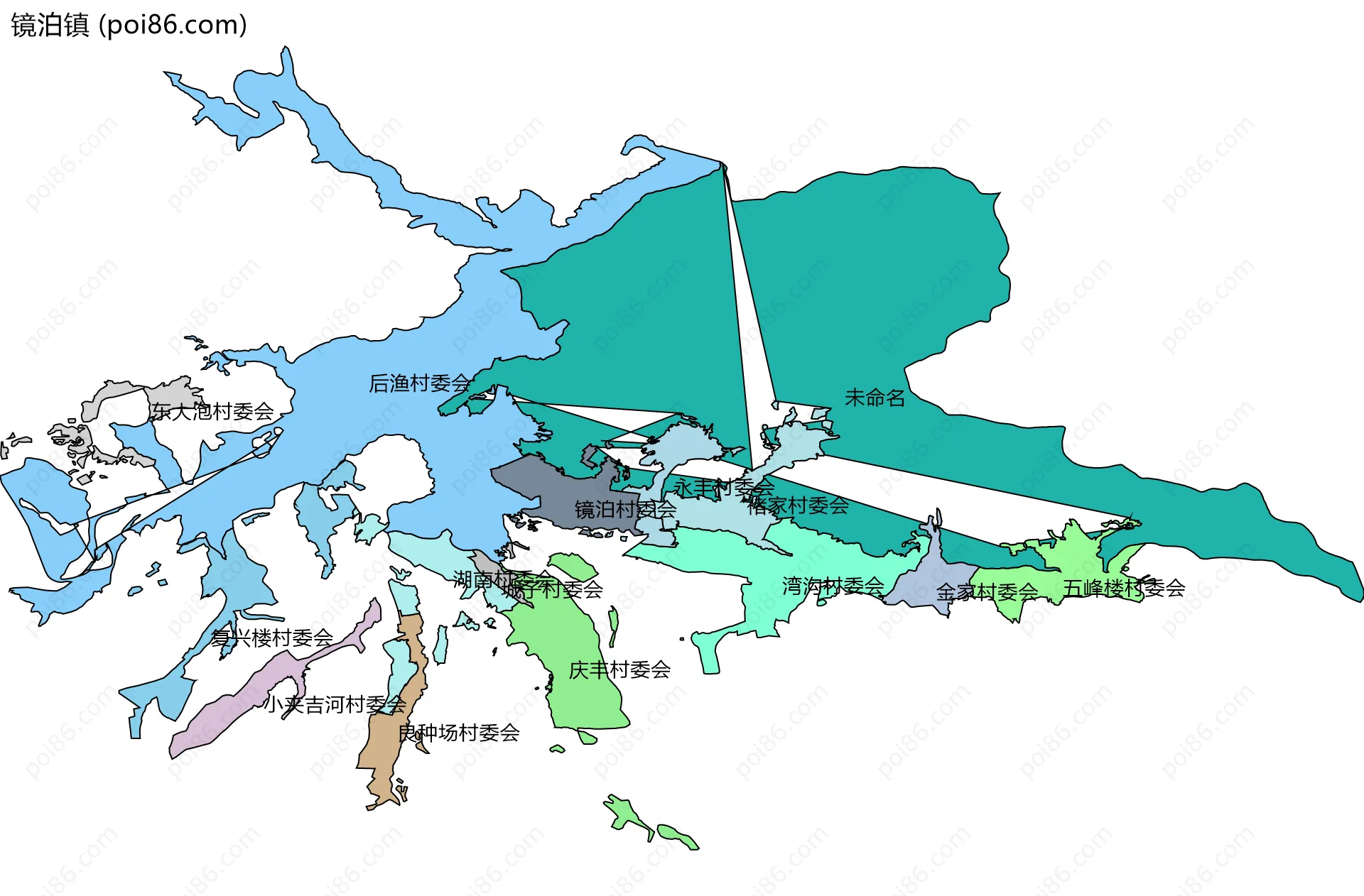 镜泊镇边界地图(五级行政区划)