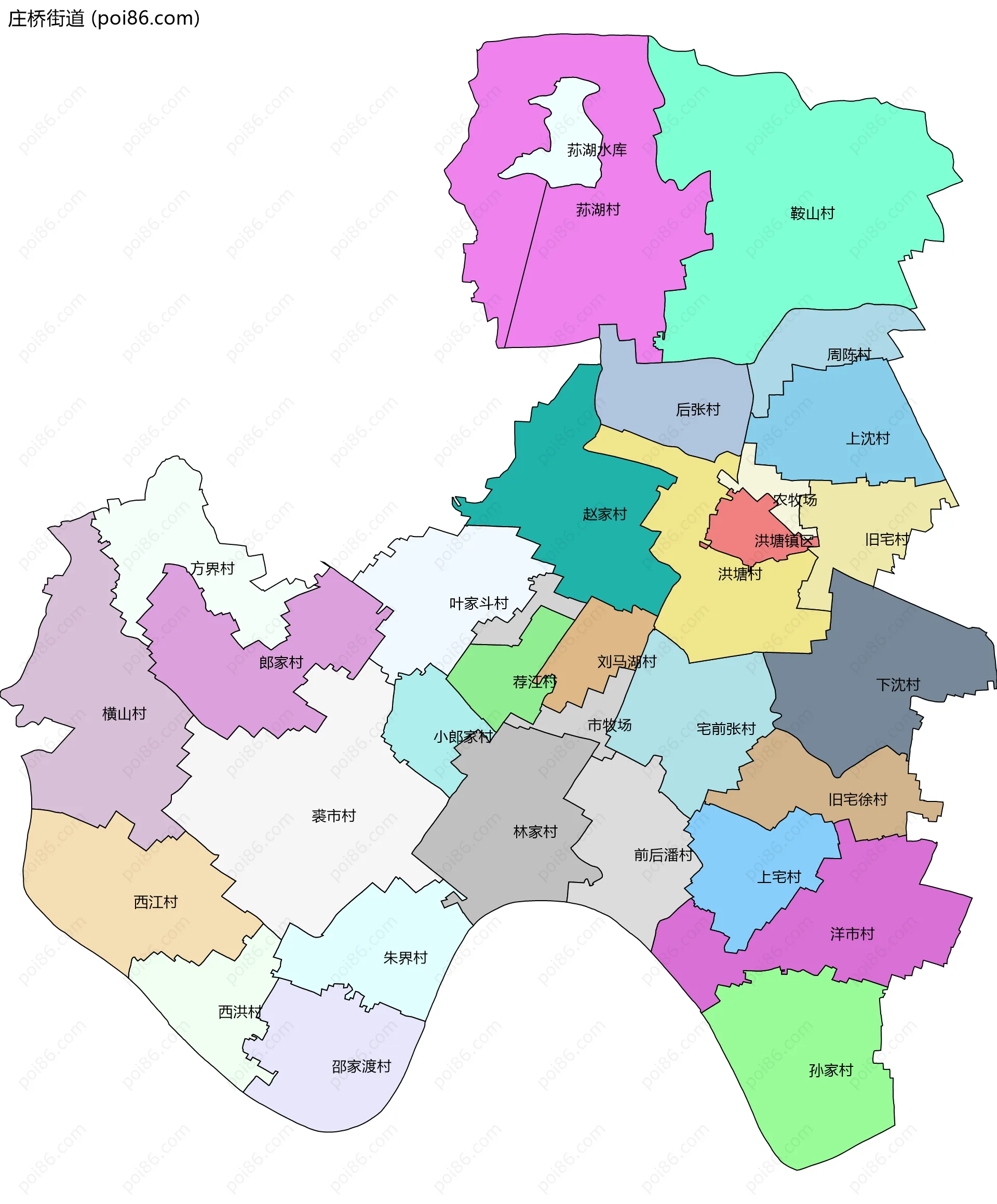 庄桥街道边界地图(五级行政区划)