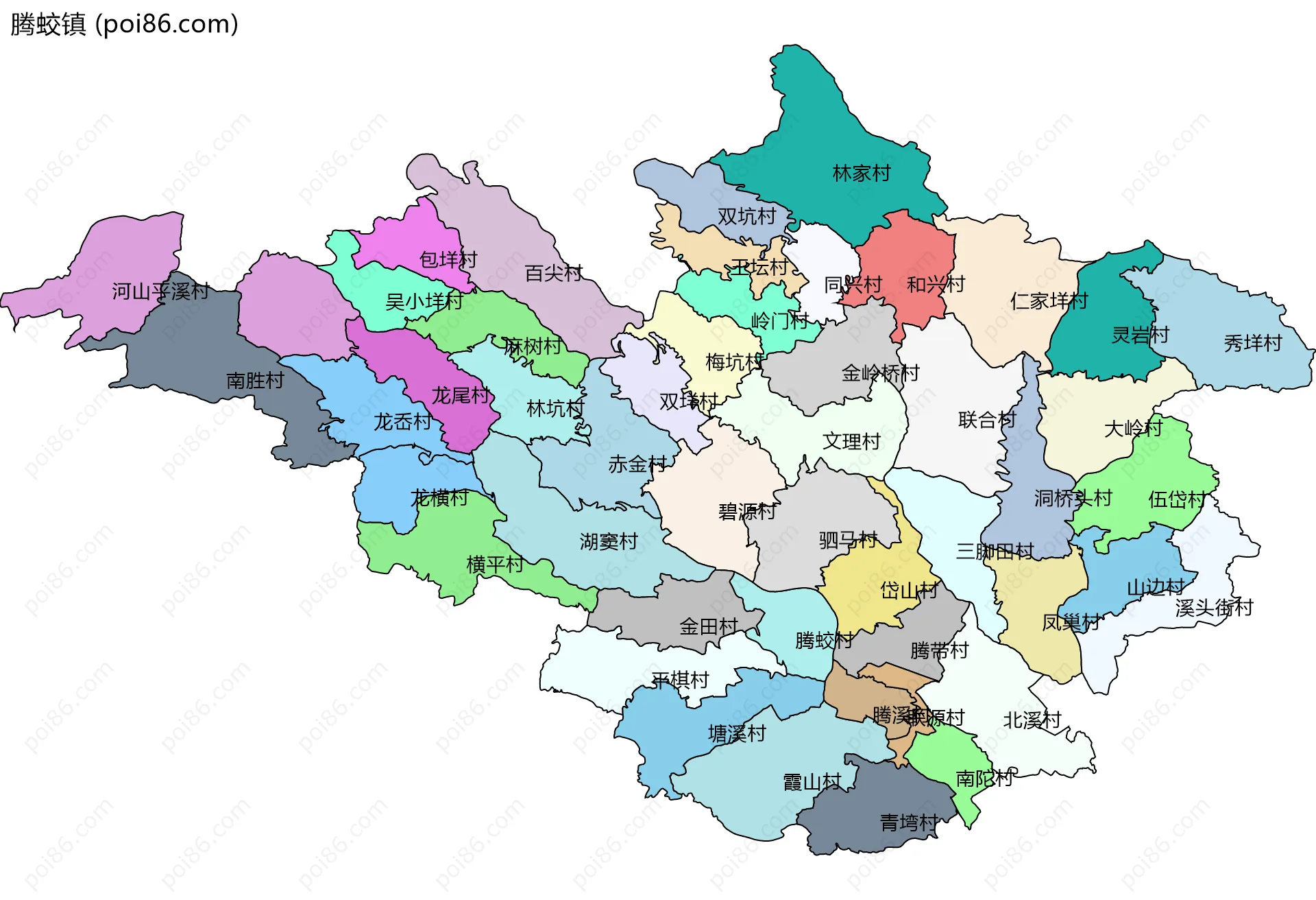 腾蛟镇边界地图(五级行政区划)